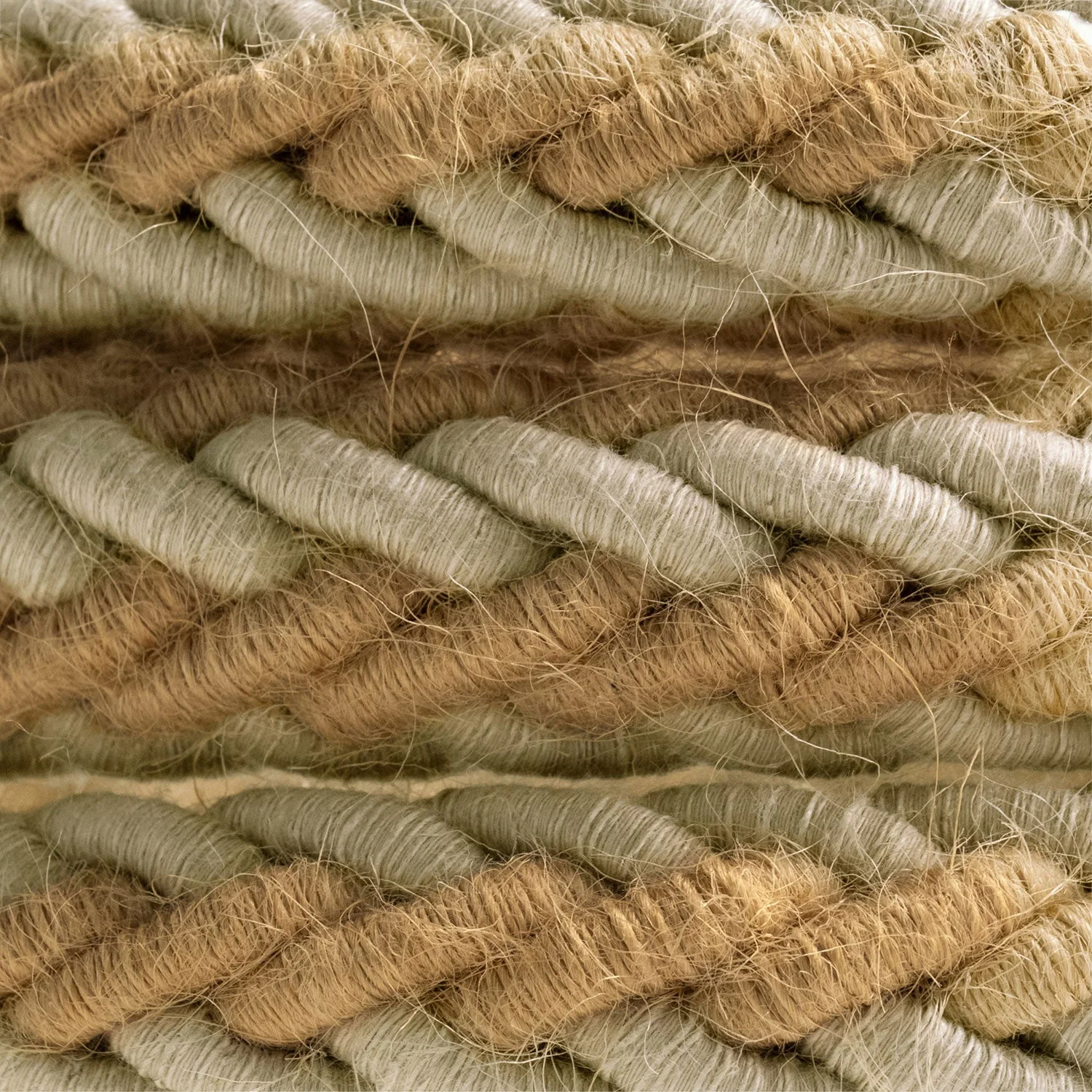 2XL jute and natural grey linen twisted rope cable, 2x0.75 electrical cable. 24 mm diameter