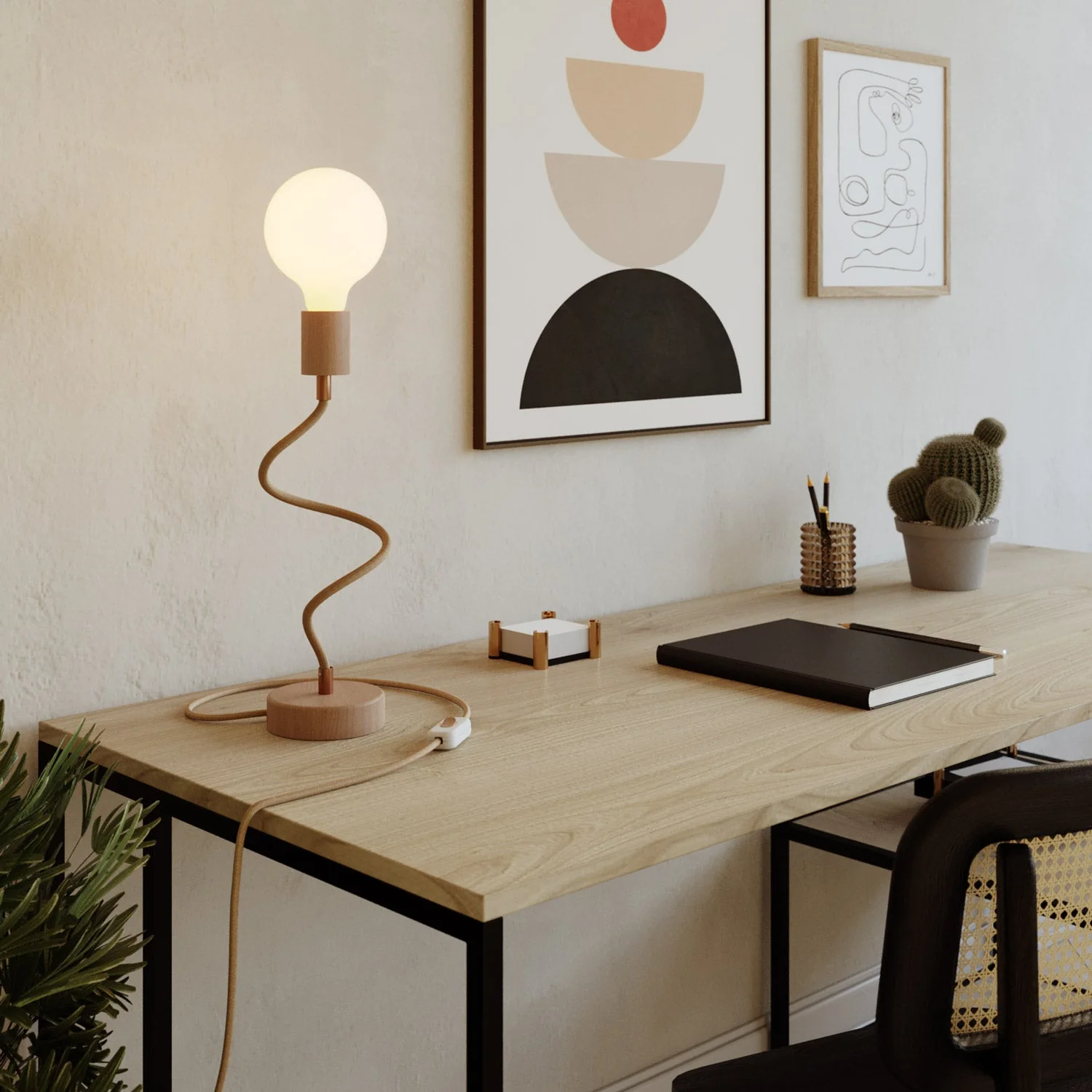 Adjustable wood table lamp with diffused light - Table Flex Wood - Neutral - Image 2