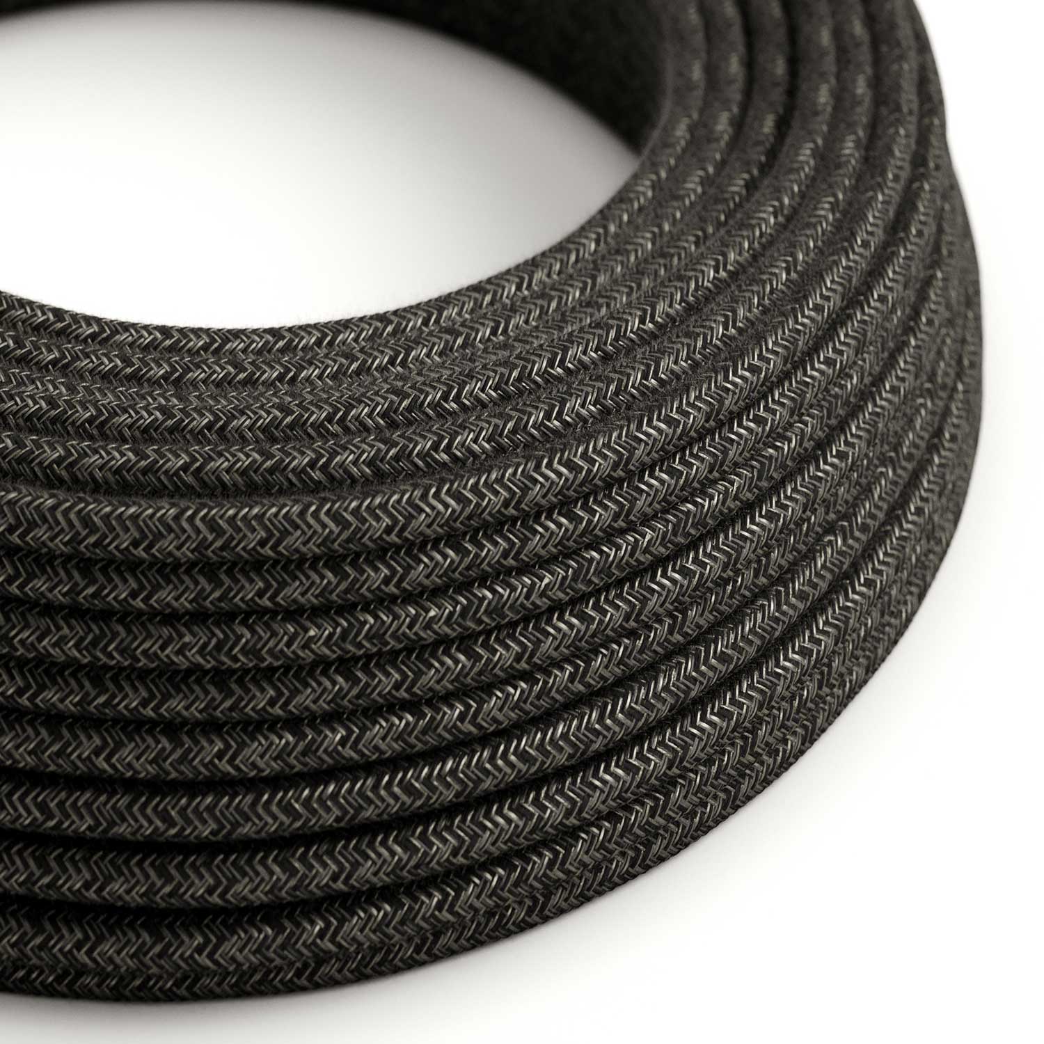 Anthracite Gray Mélange linen fabric cord - The Original Creative-Cables - RN03 round 2x0.75mm / 3x0.75mm