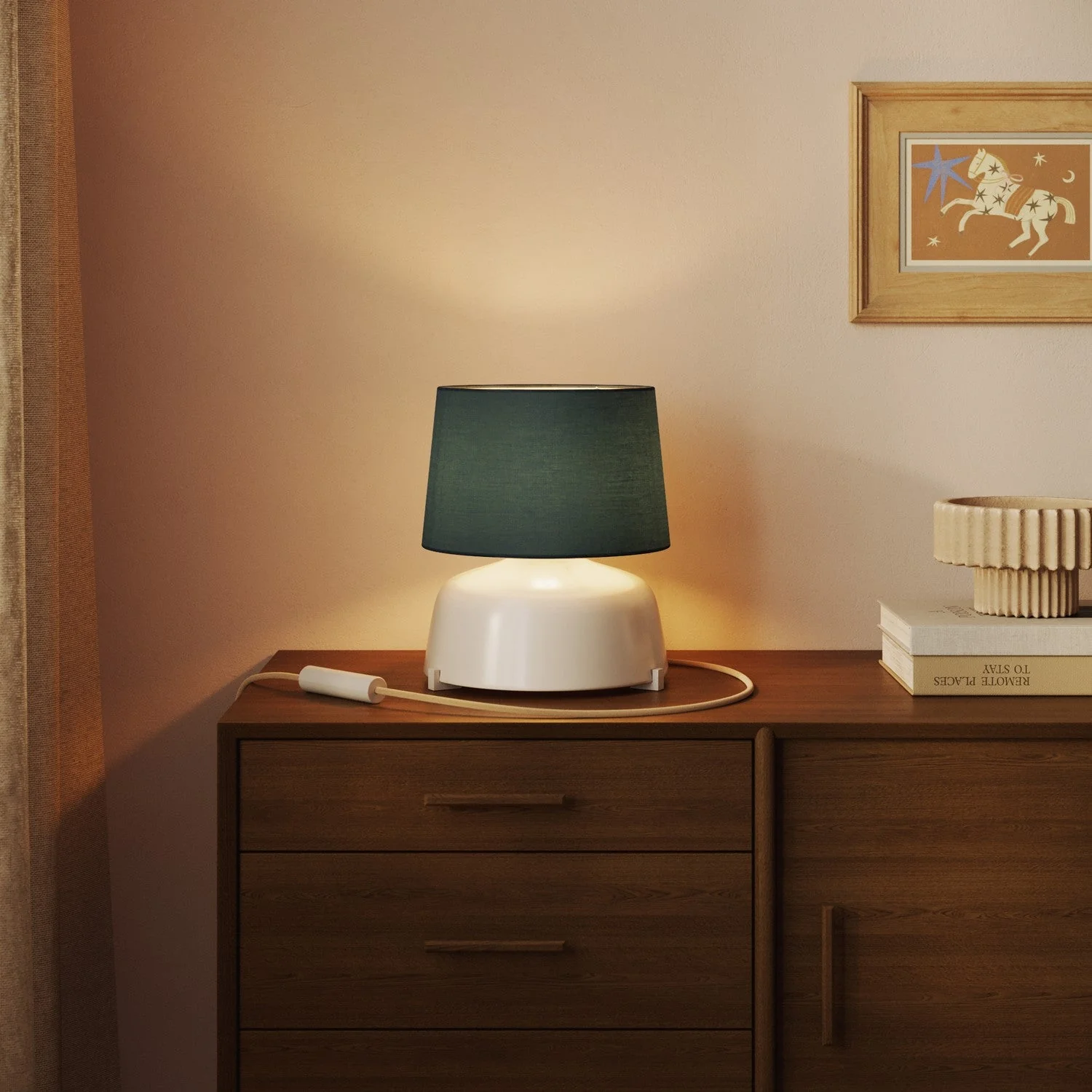 Athena lampshade with E27 fitting for table lamp - Made in Italy - Severe blue fabric - Image 2