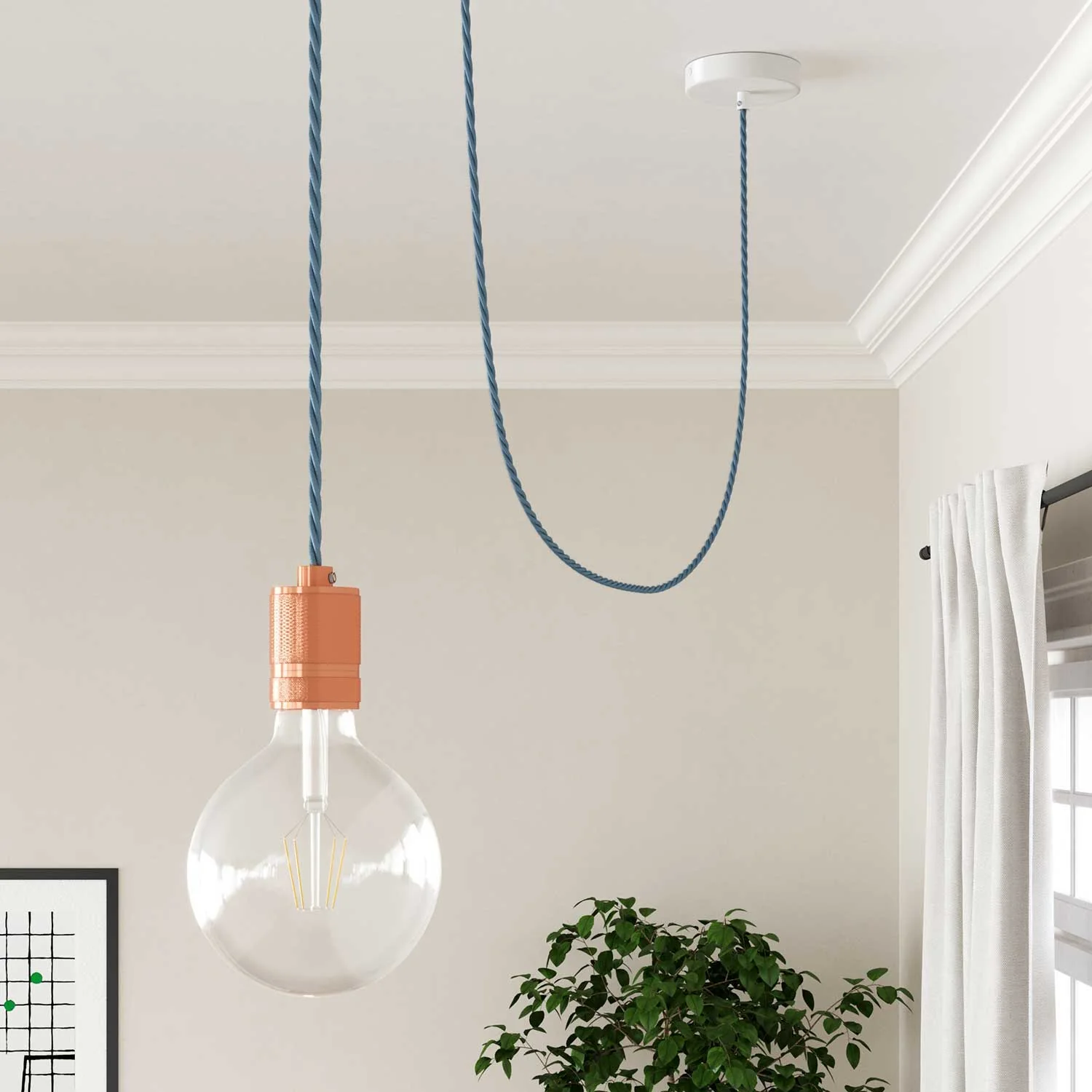 Baby Blue cotton-covered twisted electric cable - TC53 - Image 3