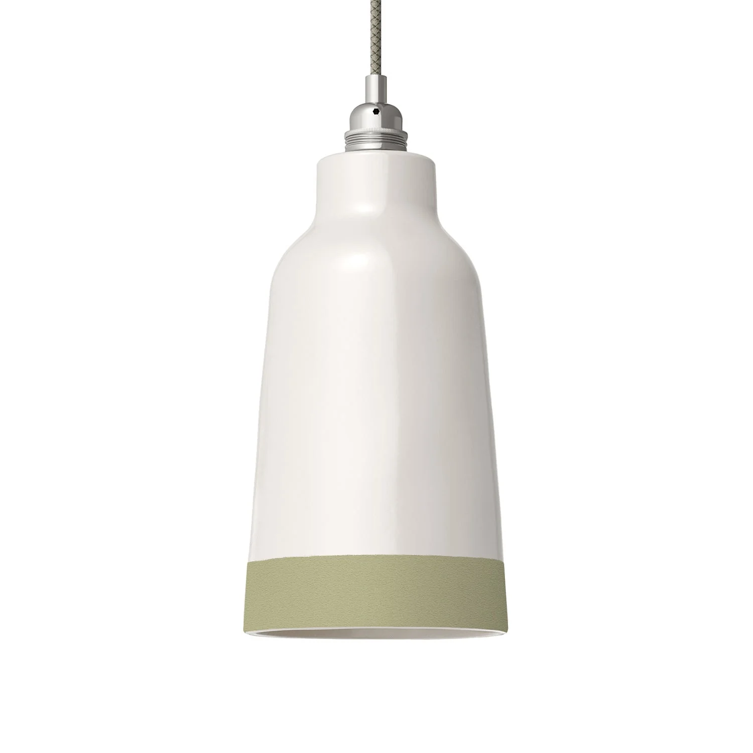 Bottle lampshade two-tone in ceramic White and Sage Green, Materia collection - Made in Italy