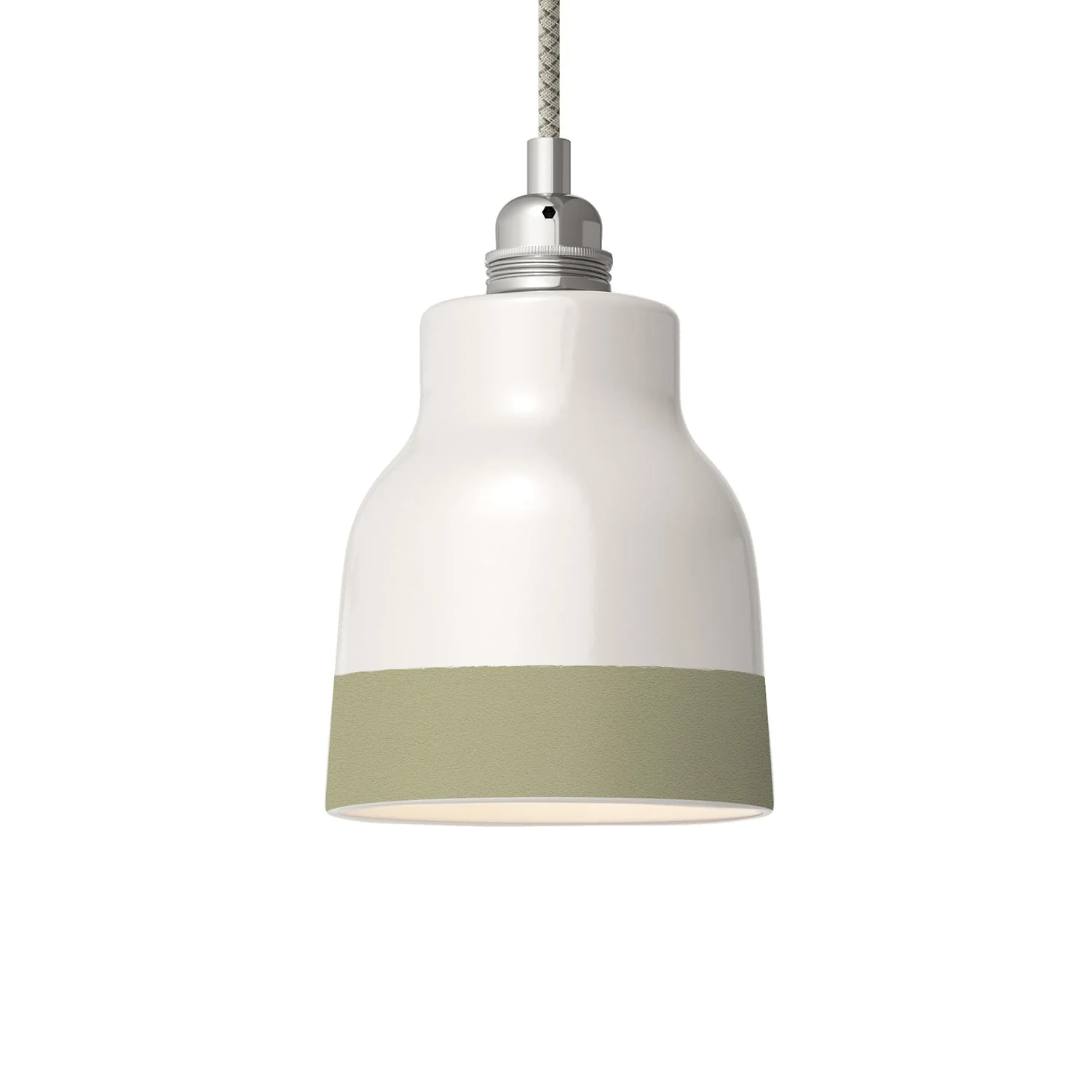 Lampshade Vaso two-tone in ceramic White and Sage green, Materia collection - Made in Italy