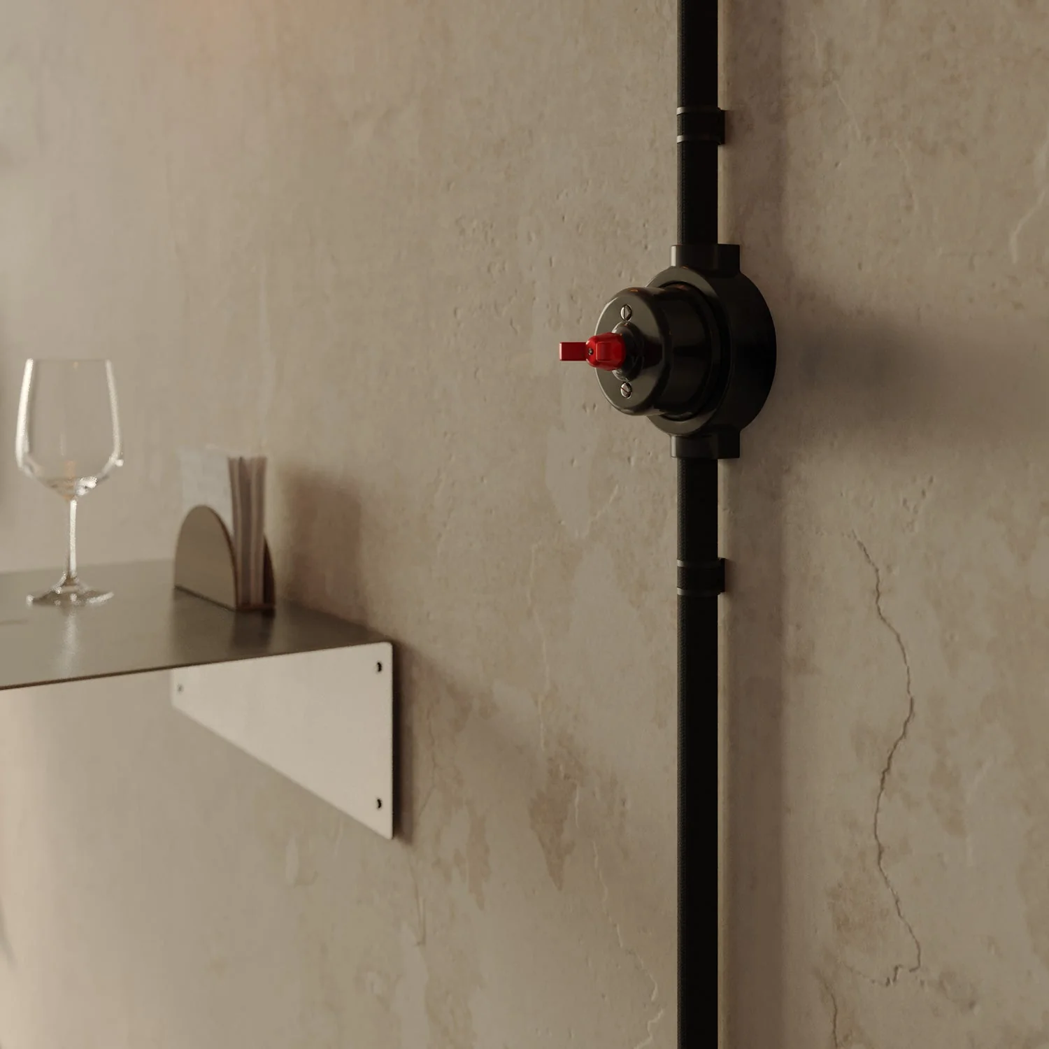 Black porcelain base for electrical outlet and switch/selector compatible with Creative-Tubes - from 1 to 4 outputs - Image 18