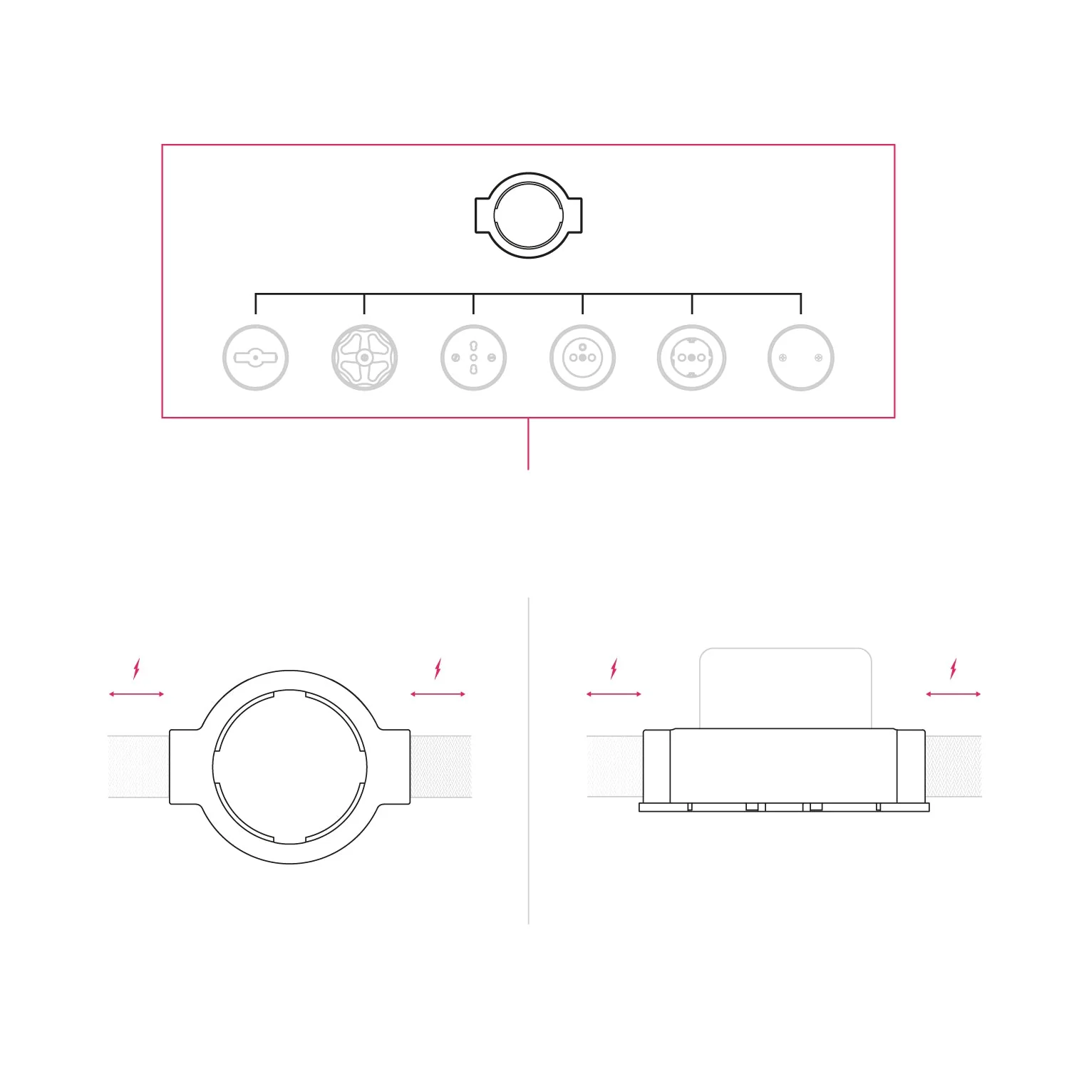 Black porcelain base for electrical outlet and switch/selector compatible with Creative-Tubes - from 1 to 4 outputs - Image 21