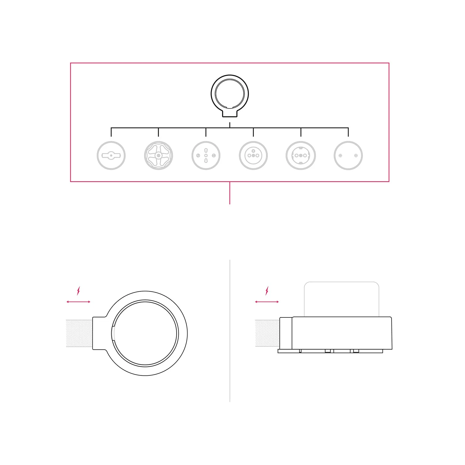 Black porcelain base for electrical outlet and switch/selector compatible with Creative-Tubes - from 1 to 4 outputs - Image 7