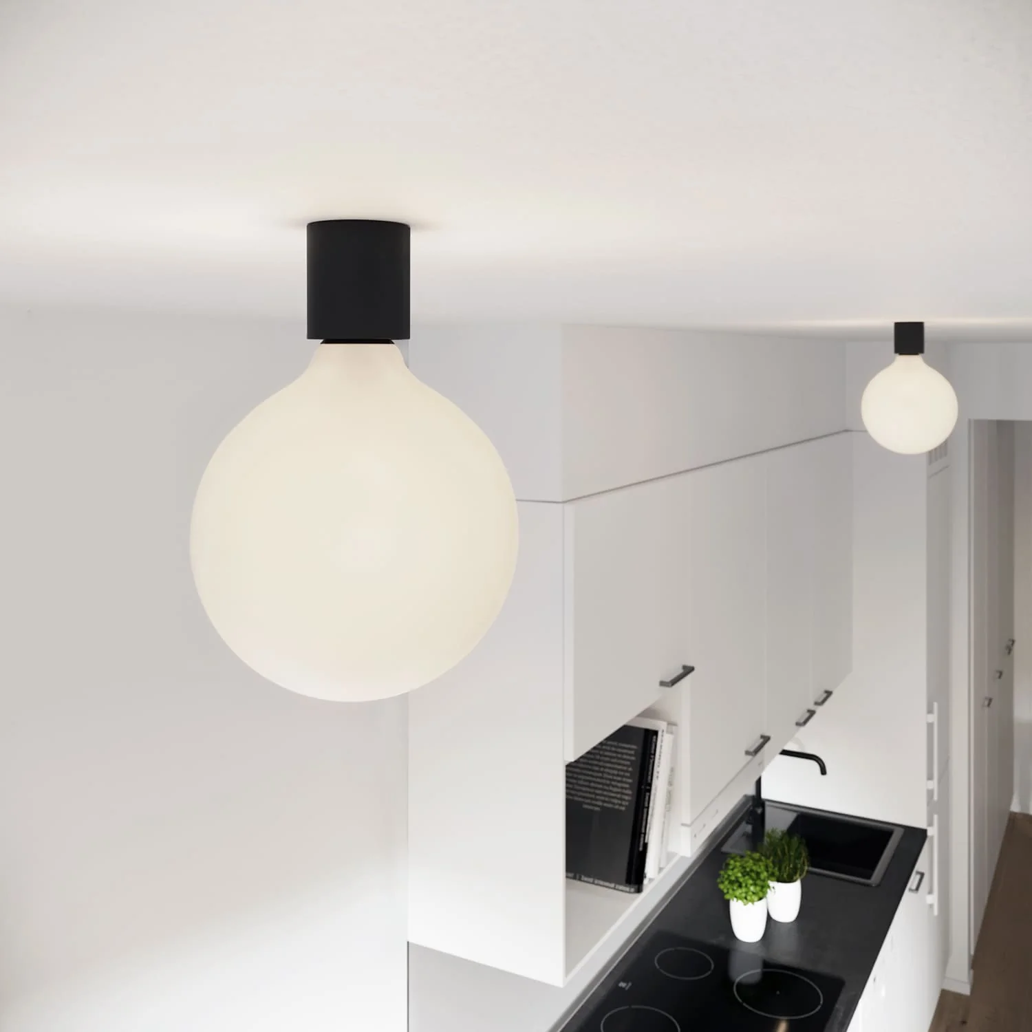 Black wall light with porcelain-effect bulb - Waterproof IP44 - IO - Image 5