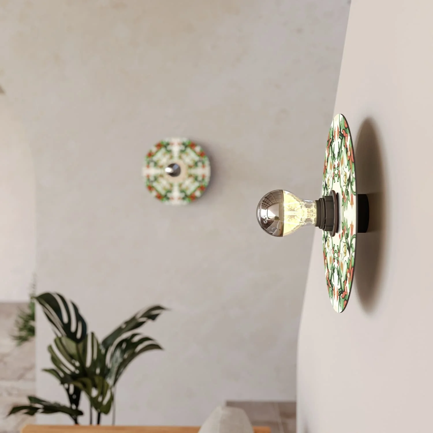 Black wall or ceiling lamp with majolica-effect lampshade - Waterproof IP44 - IO - Image 3