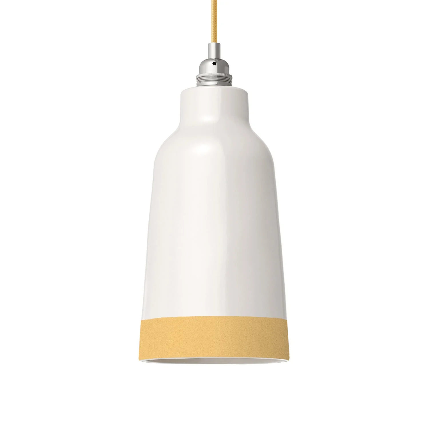 Bicolor Bottle lampshade in white and yellow ceramic, Materia collection - Made in Italy
