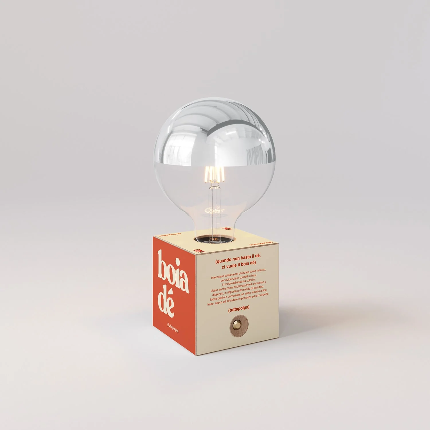 Cabless03 "Boia de" battery lamp with silver half-sphere globe bulb - Tuttapolpa