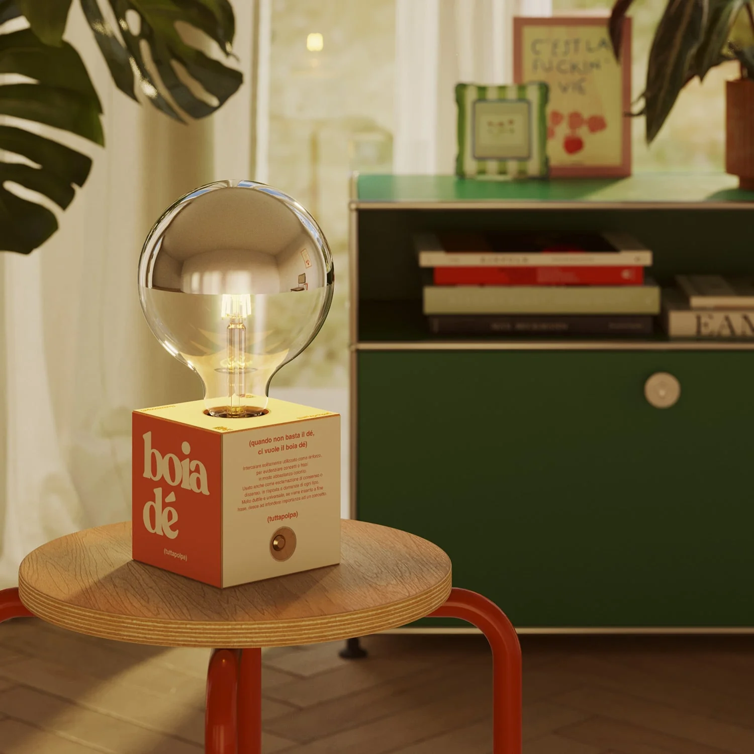 Cabless03 "Boia de" battery lamp with silver half-sphere globe bulb - Tuttapolpa - Image 2