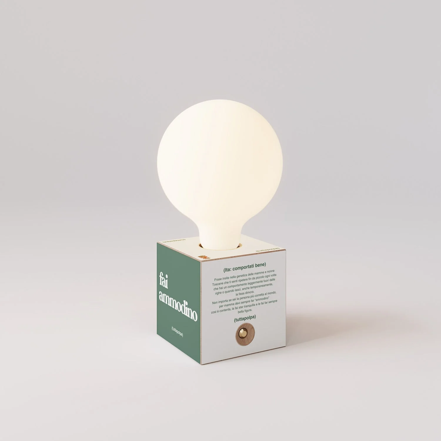 Cabless03 "Fai ammodino" with porcelain-effect globe Light bulb - Tuttapolpa