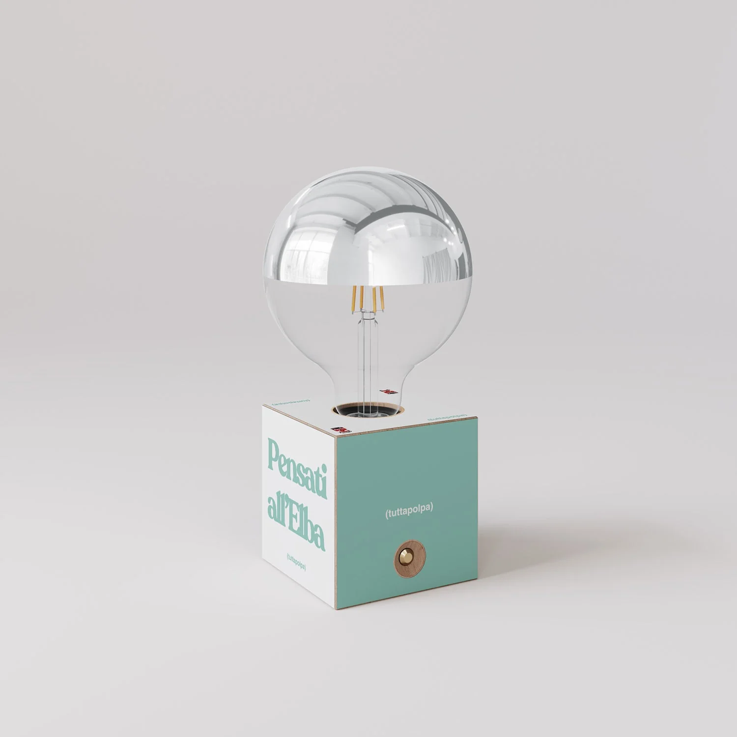 Cabless03 "Think of yourself in Elba" battery lamp with silver half-sphere globe bulb - Tuttapolpa - Image 3