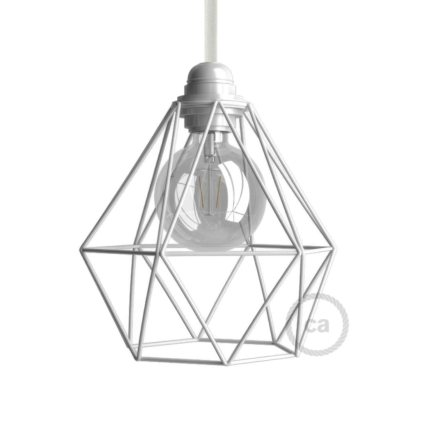 Diamond metal lampshade cage with E27 fitting - White