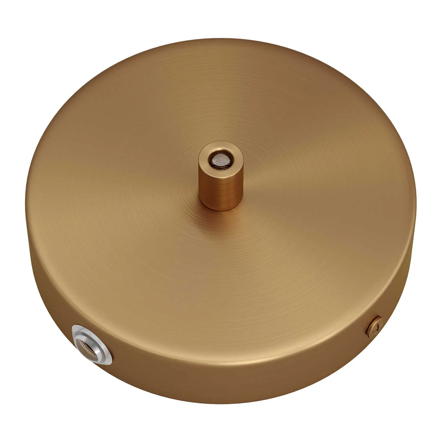 Cylindrical metal ceiling canopy kit with 1 central hole and 2 side holes - Satin bronze - Image 7