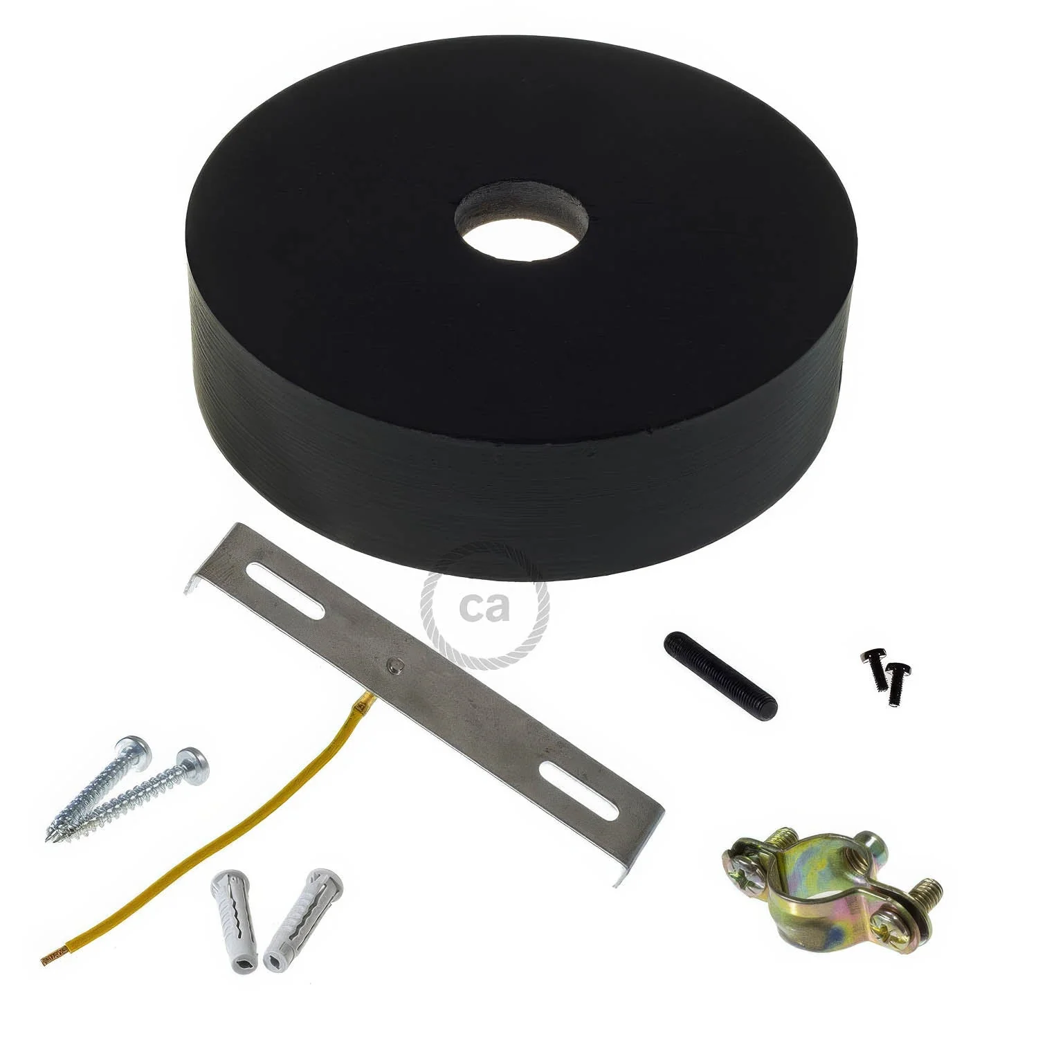 Wooden ceiling canopy kit for 2XL cord - Black - Image 2
