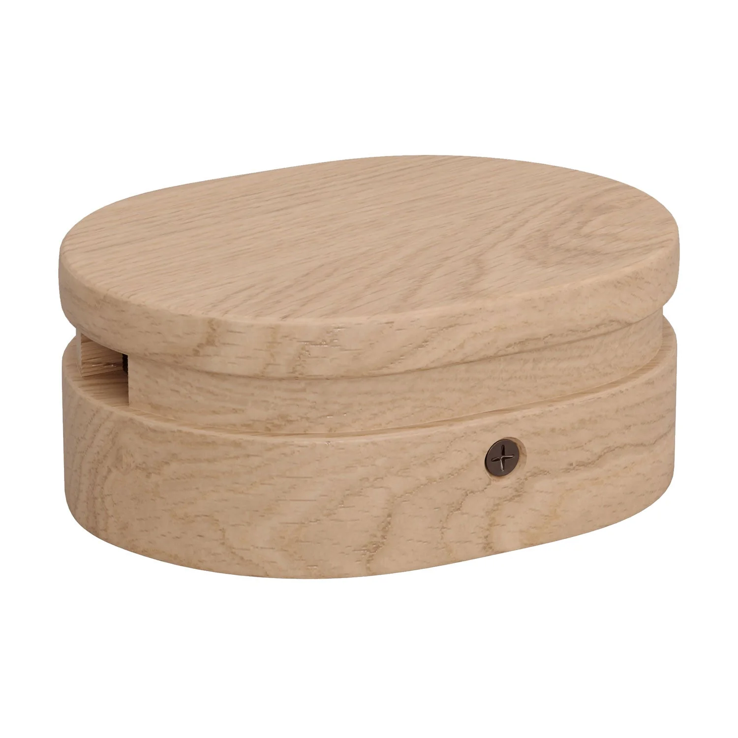 Oval wooden ceiling canopy with 2 side holes for cord for string lights and Filé system. Made in Italy - Neutral - Image 2