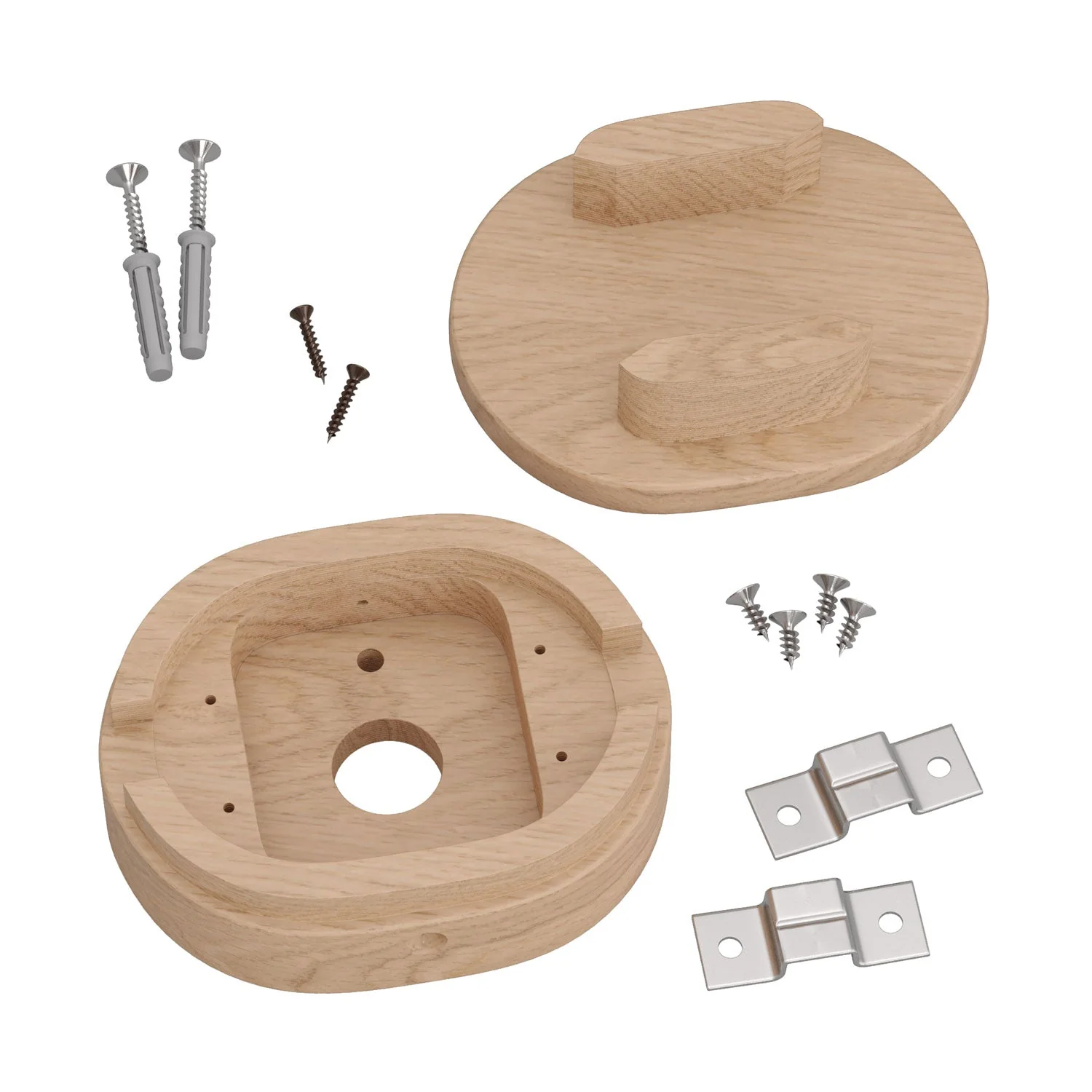 Oval wooden ceiling canopy with 2 side holes for cord for string lights and Filé system. Made in Italy - Neutral - Image 3