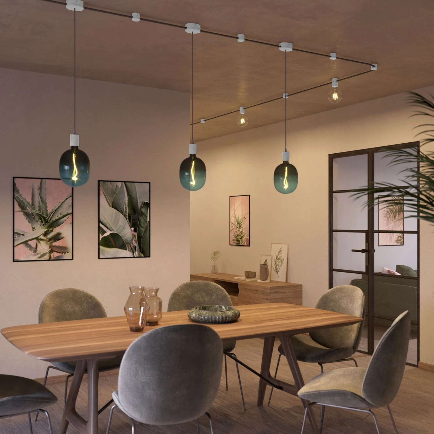 Oval wooden ceiling canopy with one central hole and 2 side holes for cord for string lights and Filé system. Made in Italy - White - Image 5