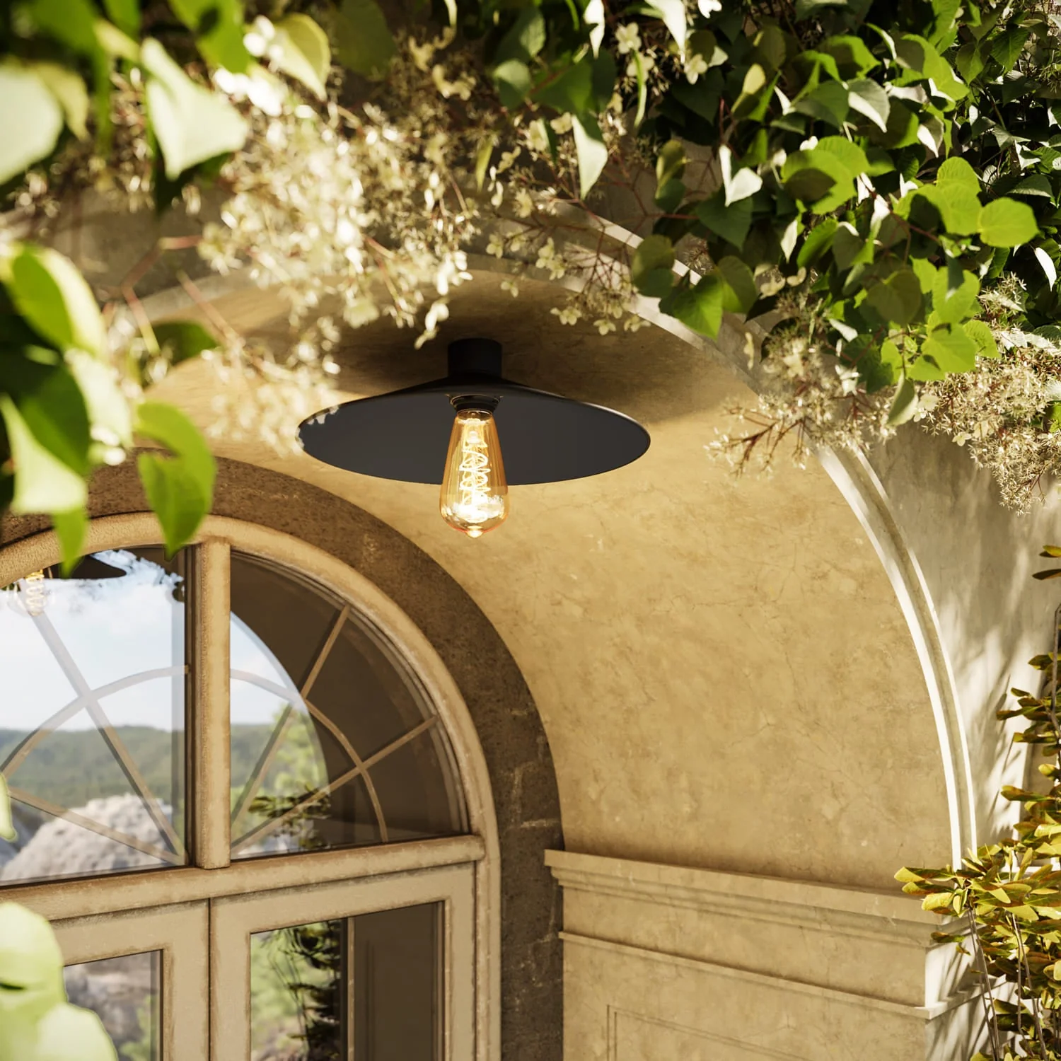 Black ceiling lamp with Swing metal lampshade - Waterproof IP44 - IO - Image 5