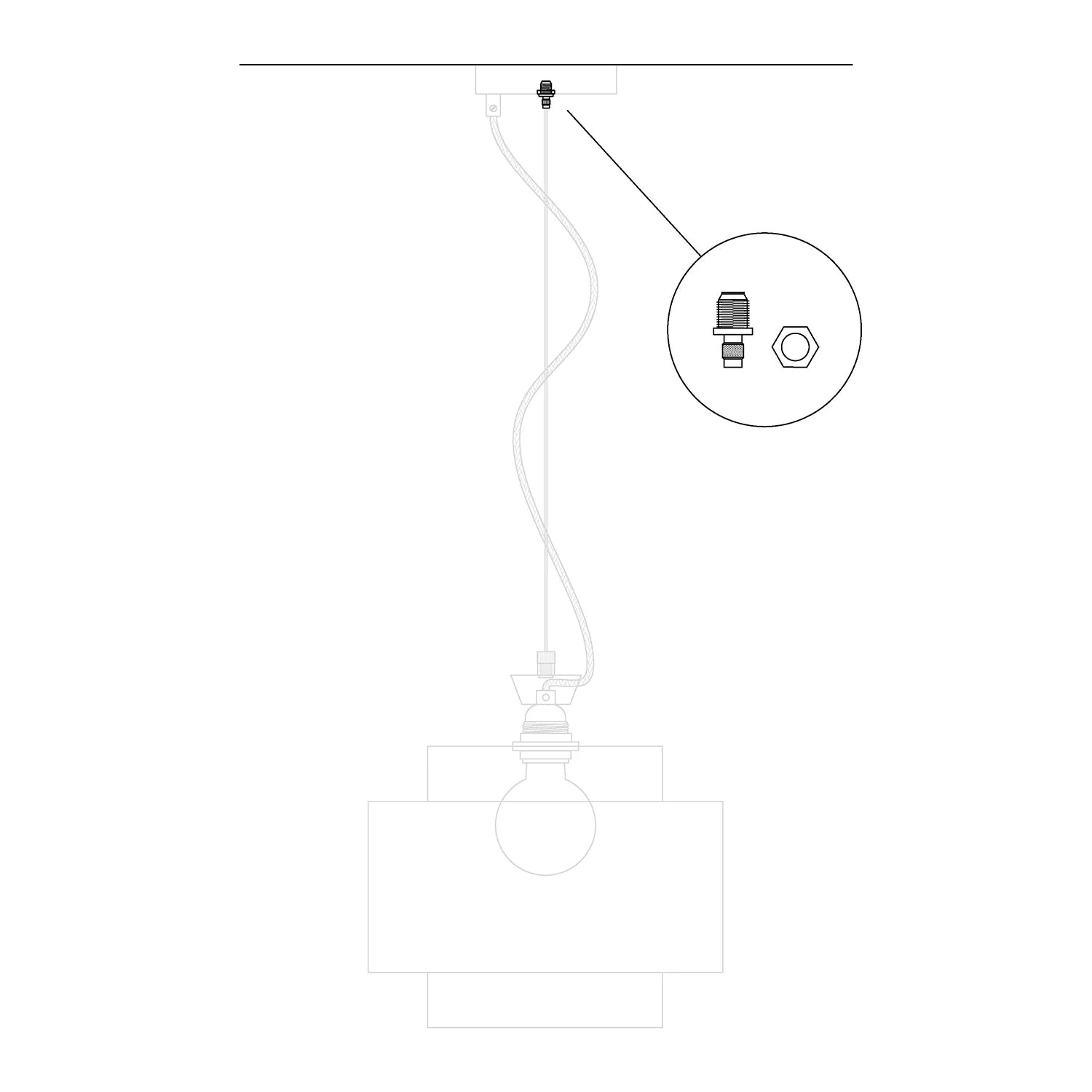 Central metal tensioner for 2-hole Ceiling canopy - M10x1 fitting for designer pendants - Image 3