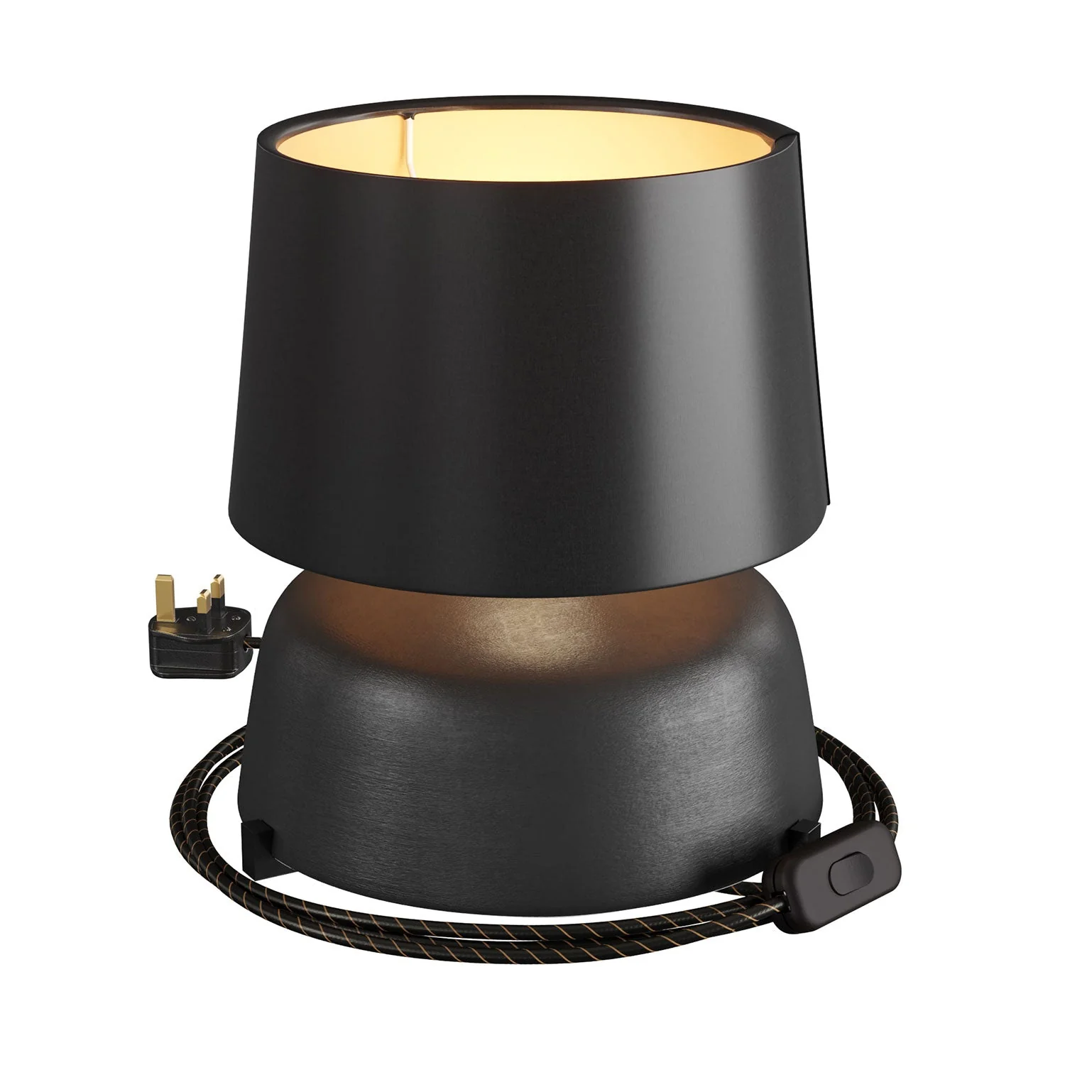 Table lamp in Coppa ceramic with Athena lampshade and UK plug - Black
