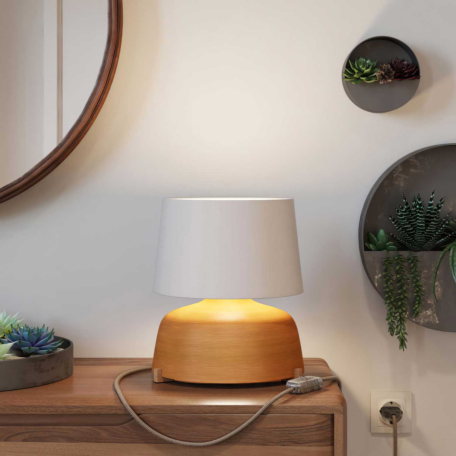 Table lamp in ceramic Coppa with Athena lampshade - White - Image 2