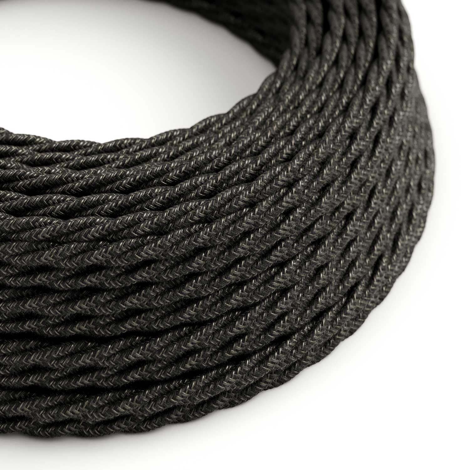 Charcoal Linen covered twisted electric cable - TN03