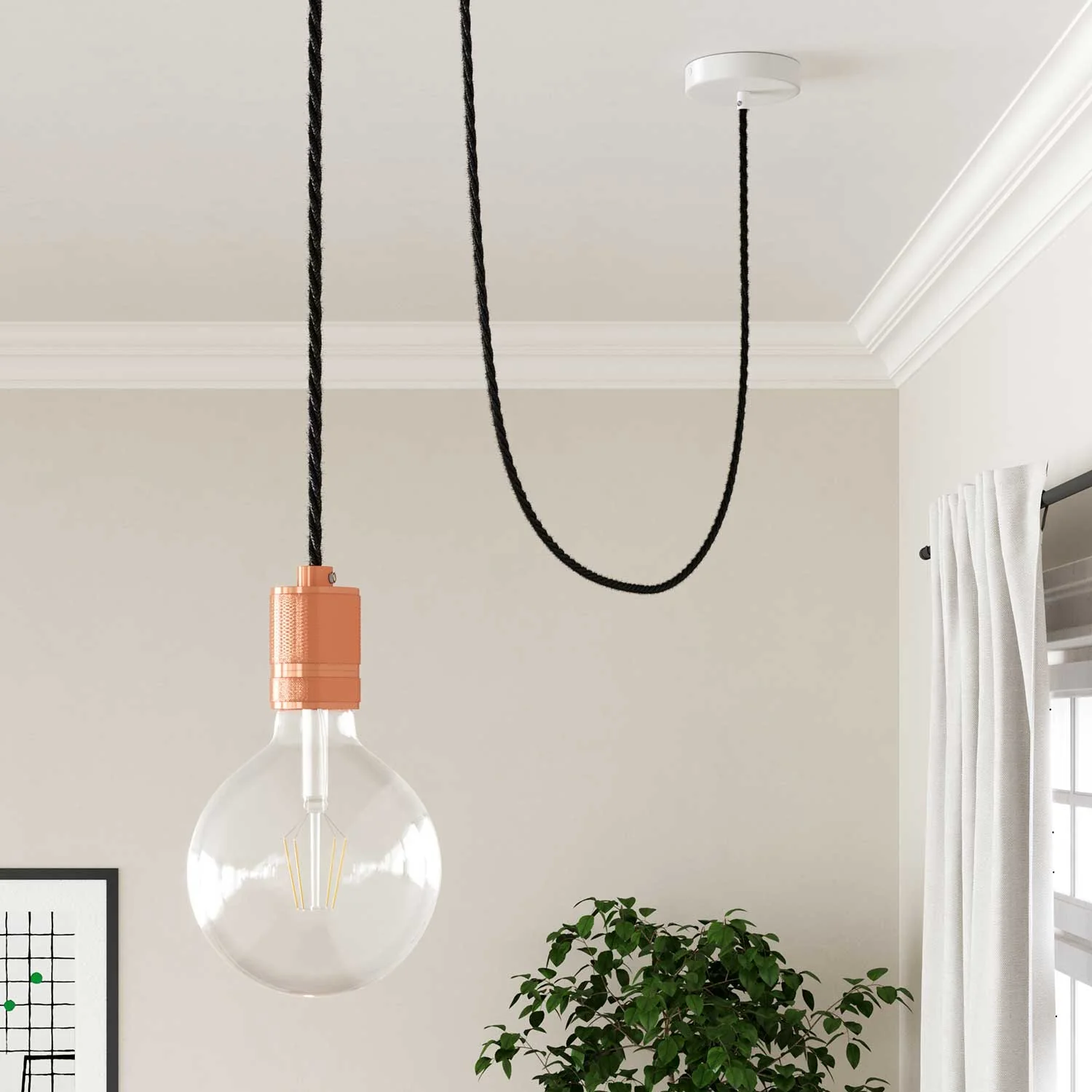 Charcoal Linen covered twisted electric cable - TN03 - Image 3