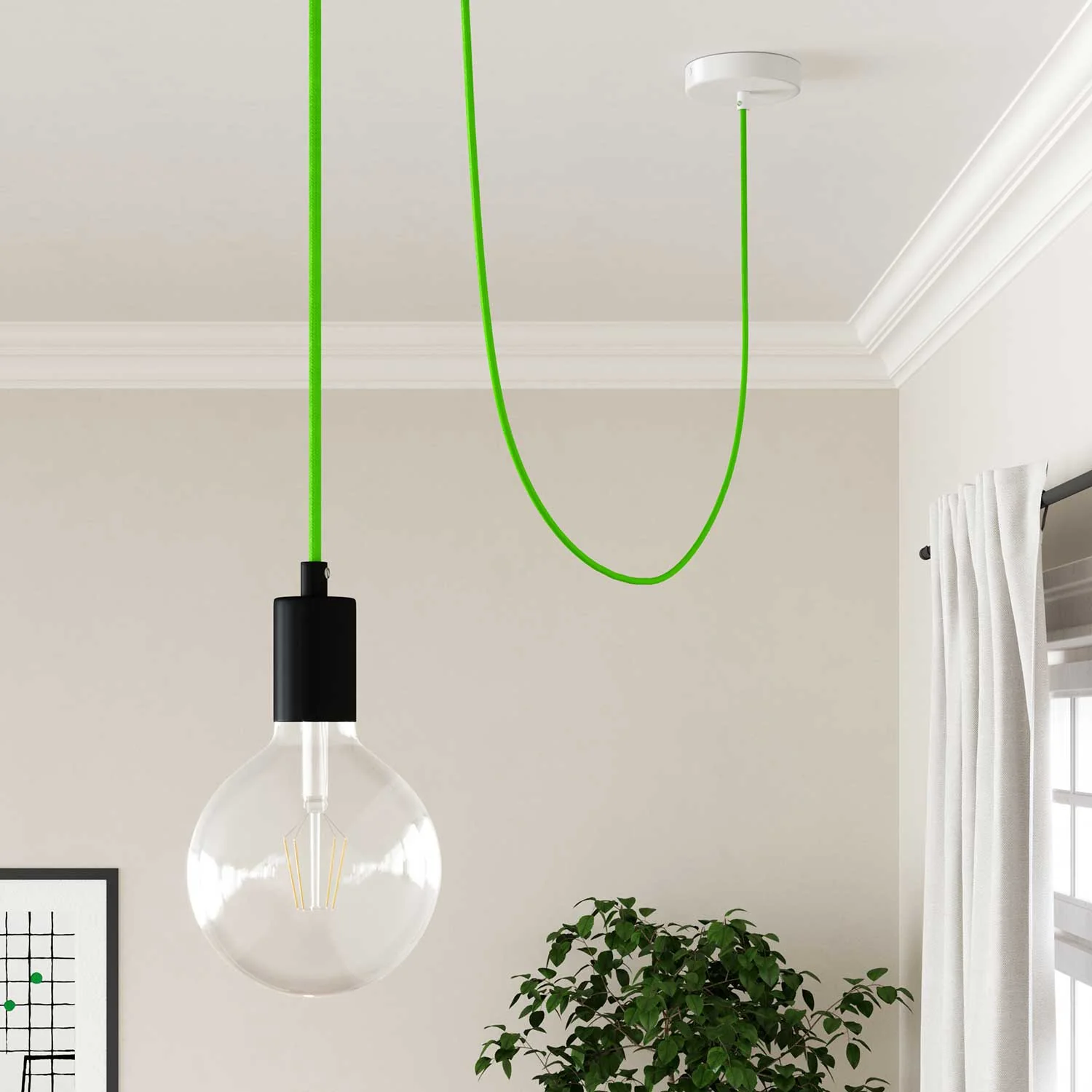 Cloth Covered Wire in Neon Green - The Original Creative Cables, perfect for unique lighting decor - RF06 - Image 4