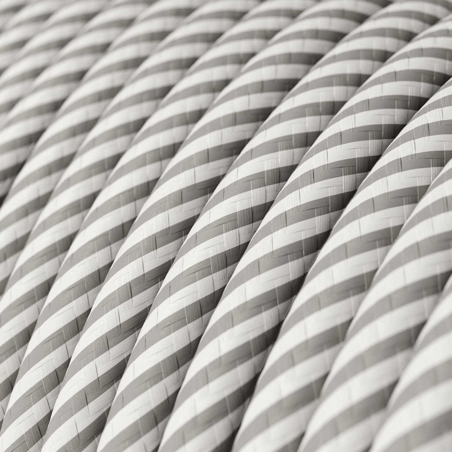 Cloth Covered Wire in Optic White and Aluminum Vertigo fabric - The Original Creative Cables, for unique lamps - ERM46 - Image 2