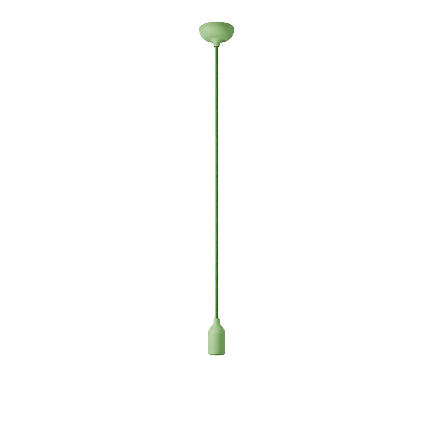 Colorful silicone pendant lamp with fabric cable - Soft green