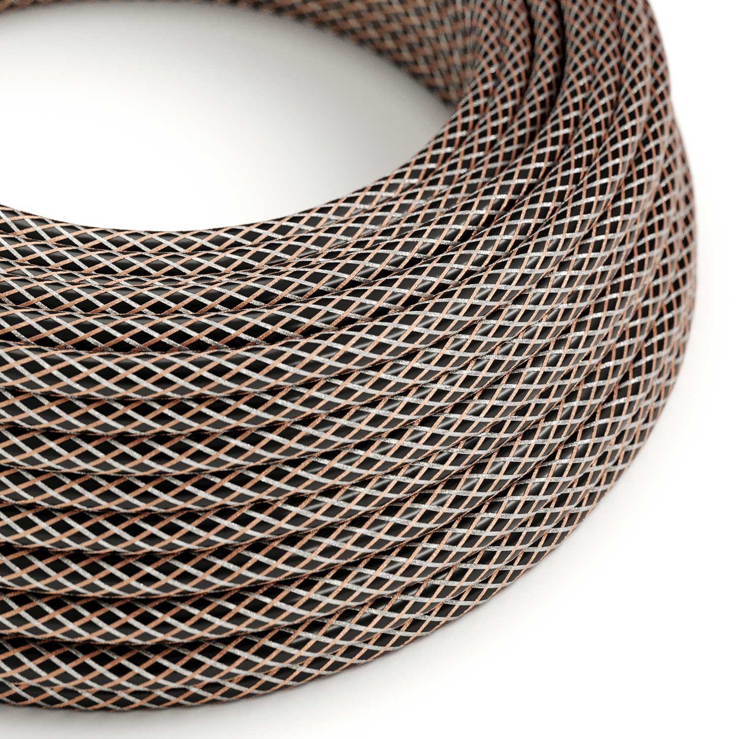 Copper Houndstooth covered round electric cable - RR03