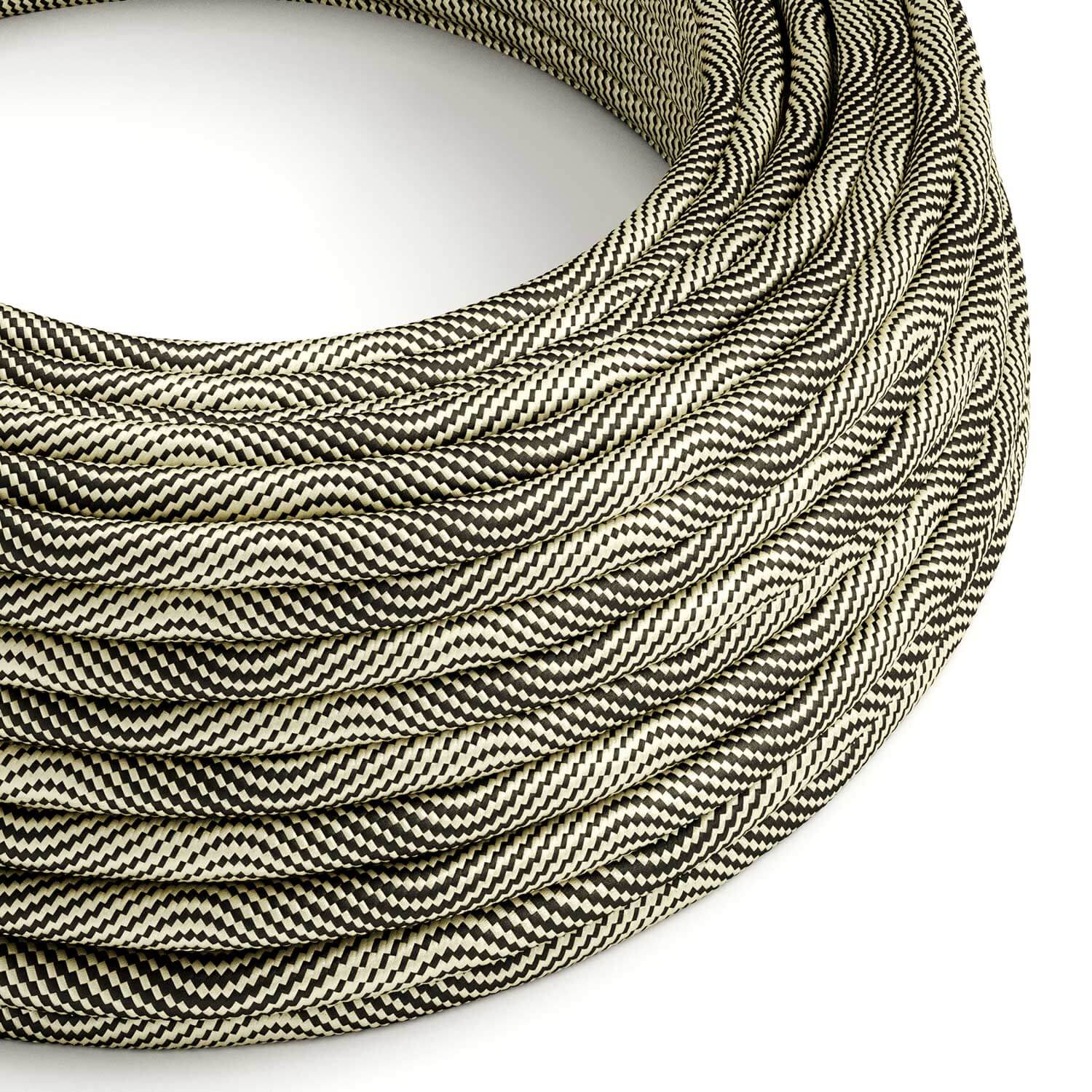 Optical Black and Gold Vertigo fabric electrical cord - The Original Creative Cables, to enhance your chandeliers - ERM65