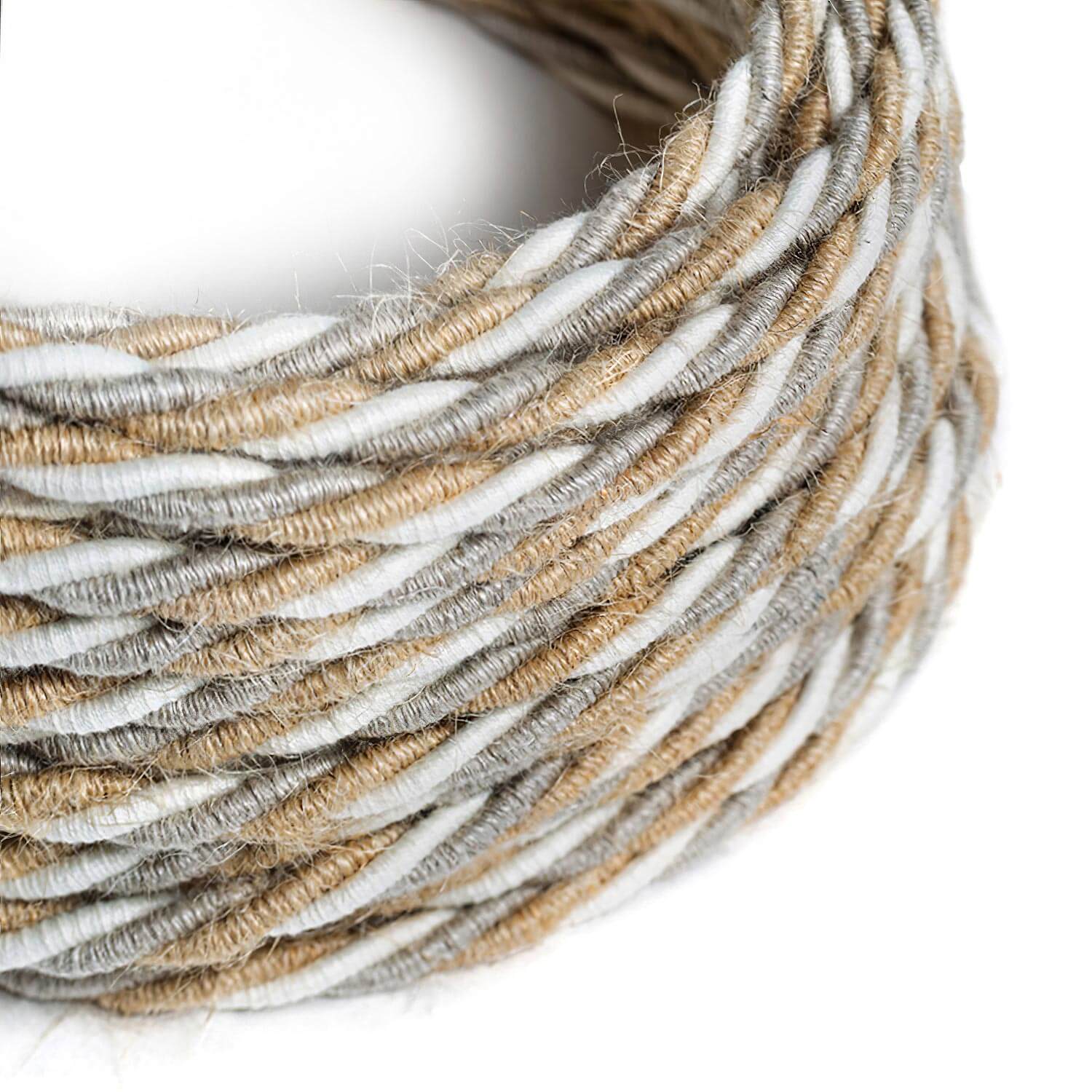 Braided cord for lighting in cotton, jute, and linen Country - The Original Creative Cables, for DIY lamps - TN07