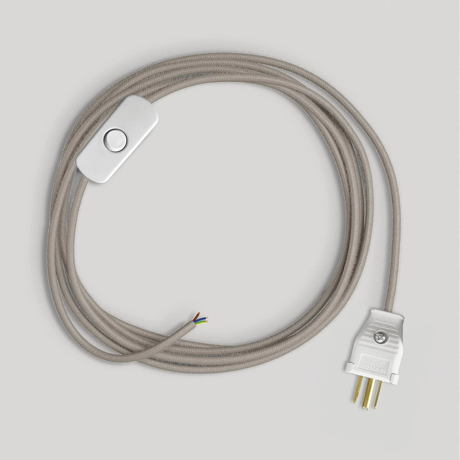 Cordset for lamp with dove-grey cotton cable, 6 ft