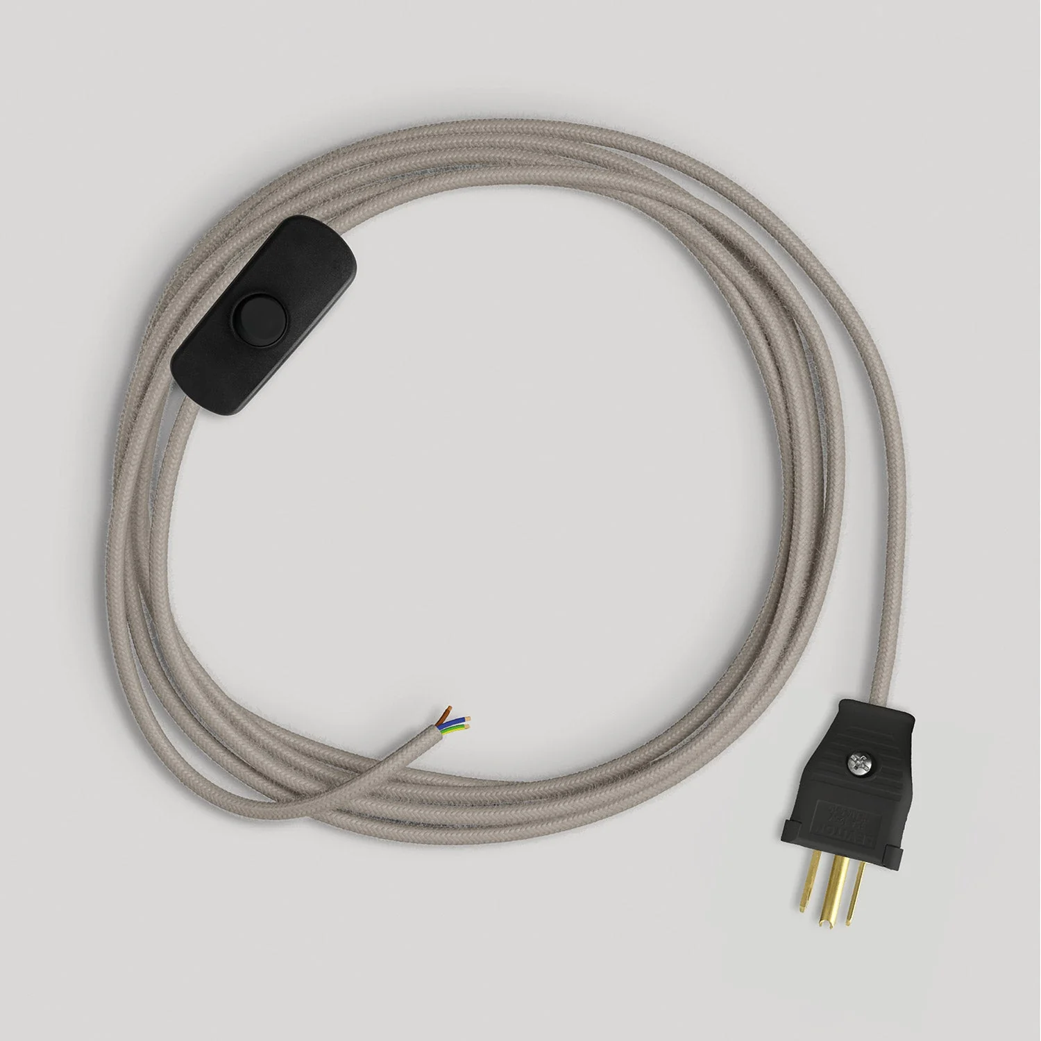 Cordset for lamp with dove-grey cotton cable, 6 ft - Image 4