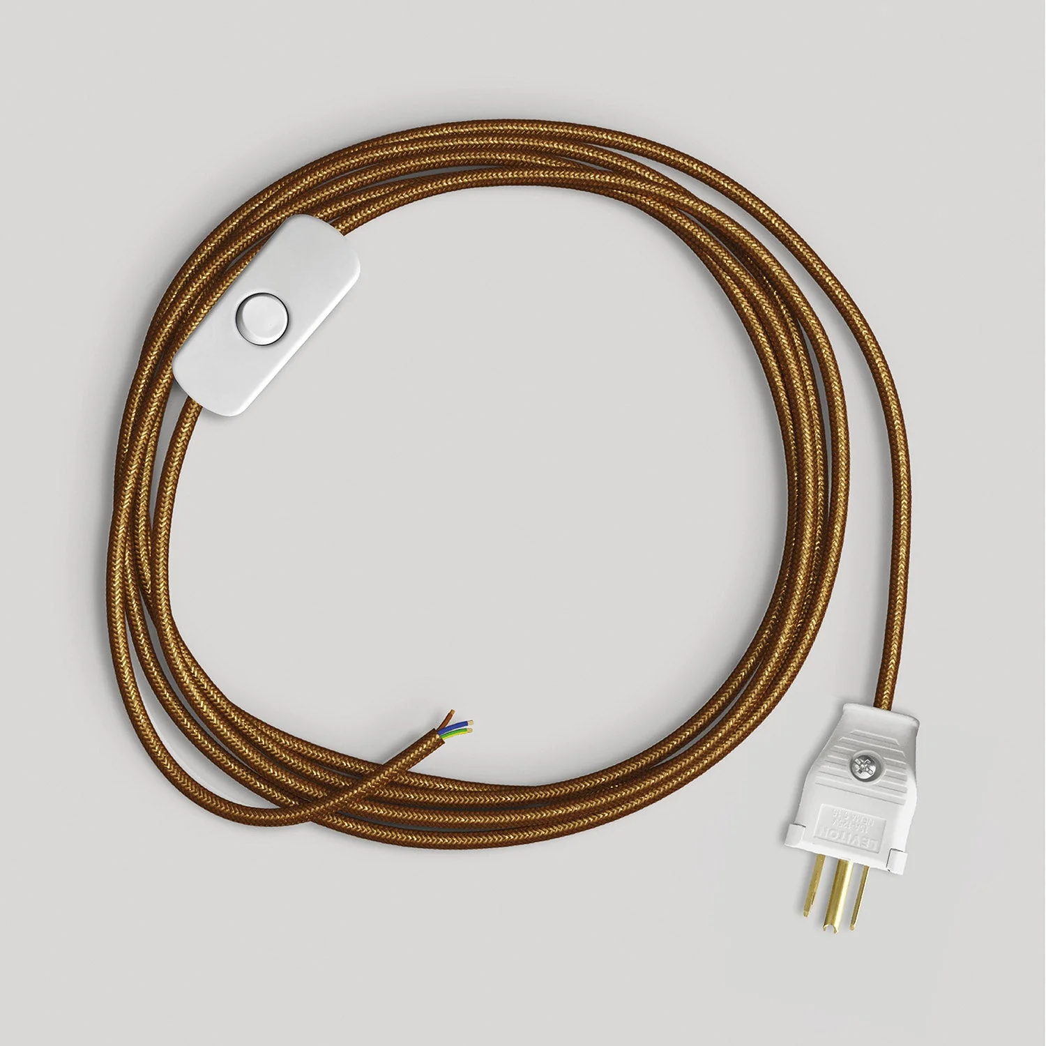 Cordset for lamp with polished and glittered copper cable, 6 ft
