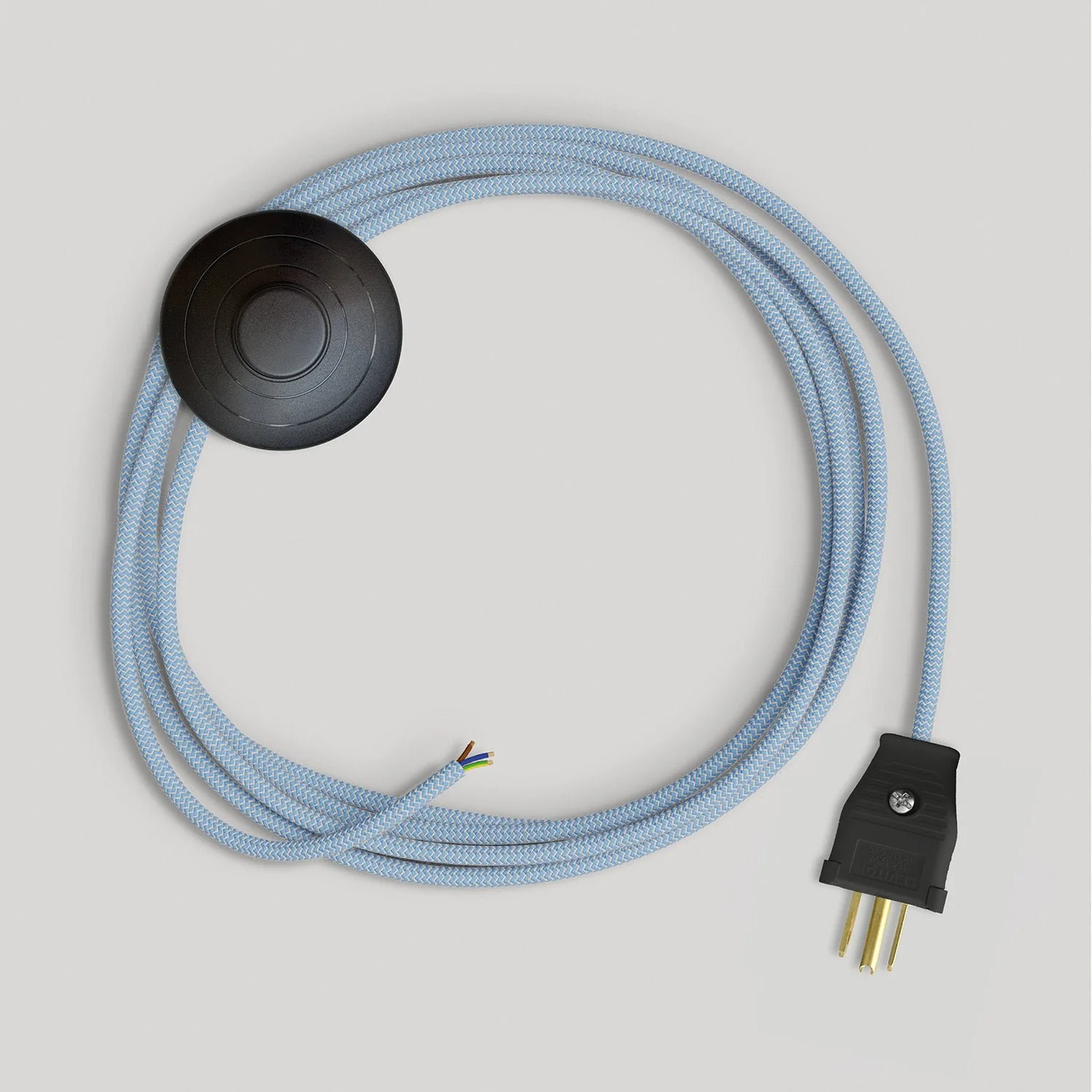Cord set for lamp with blue Steward cotton cable 10 ft - Image 4