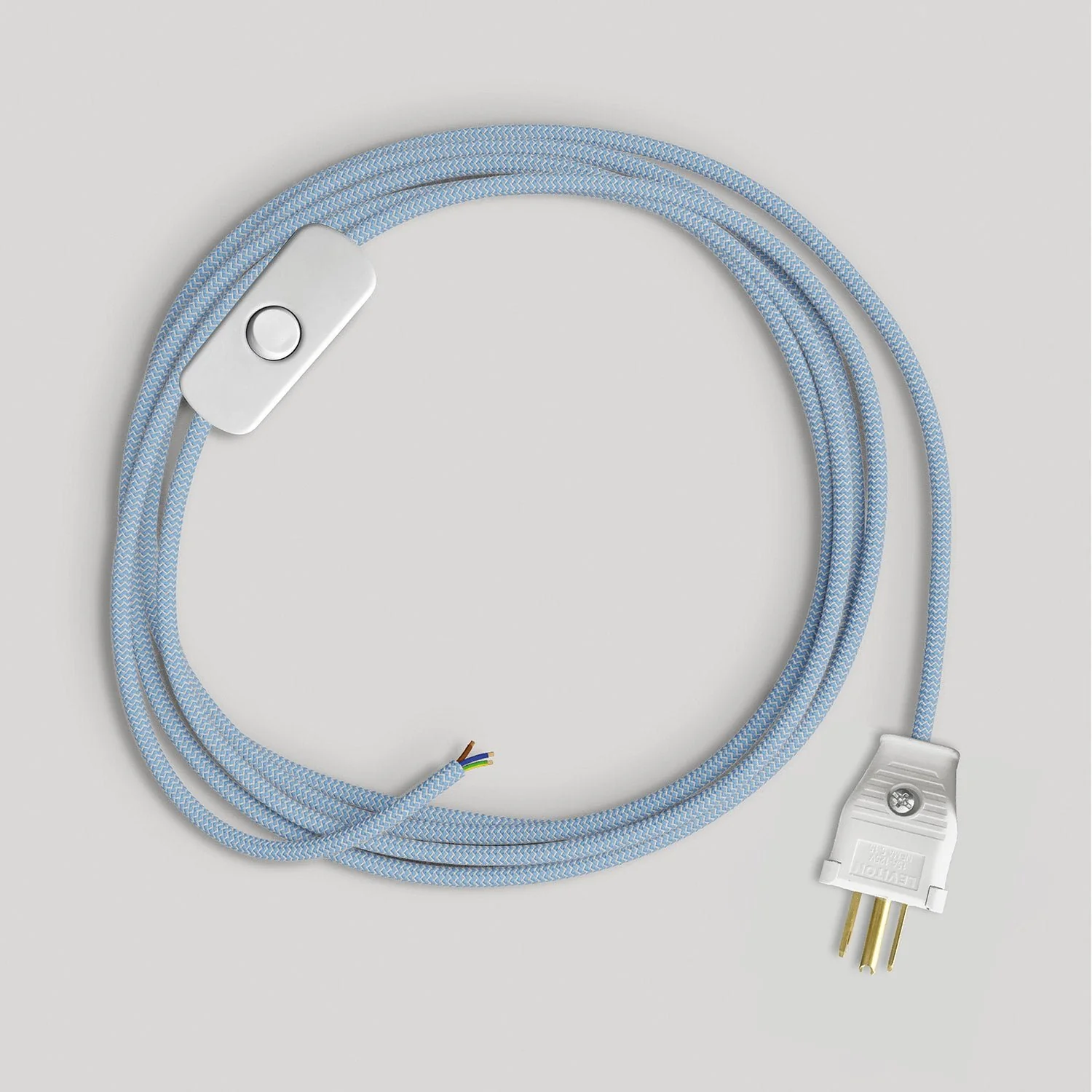 Cord set for lamp with blue Steward cotton cable 6 ft