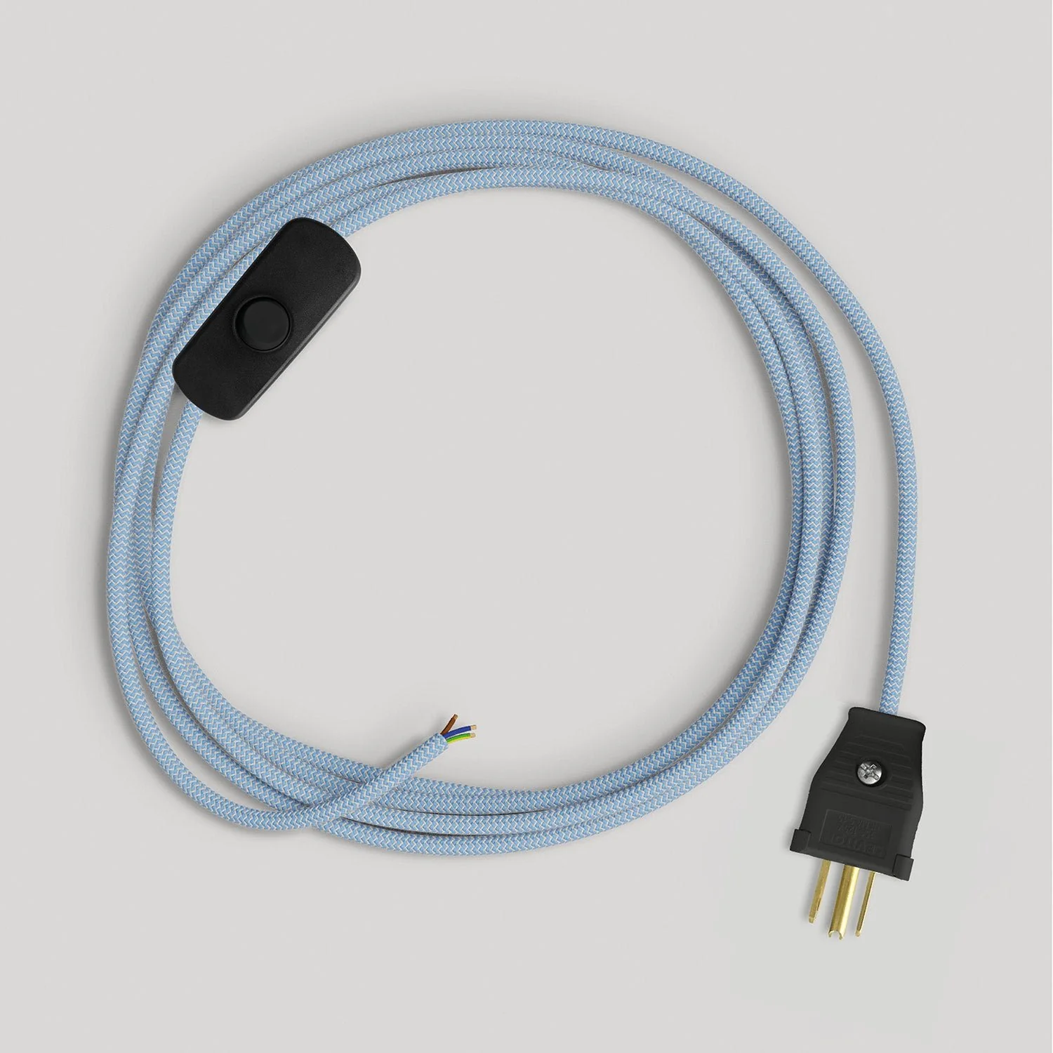 Cord set for lamp with blue Steward cotton cable 6 ft - Image 4