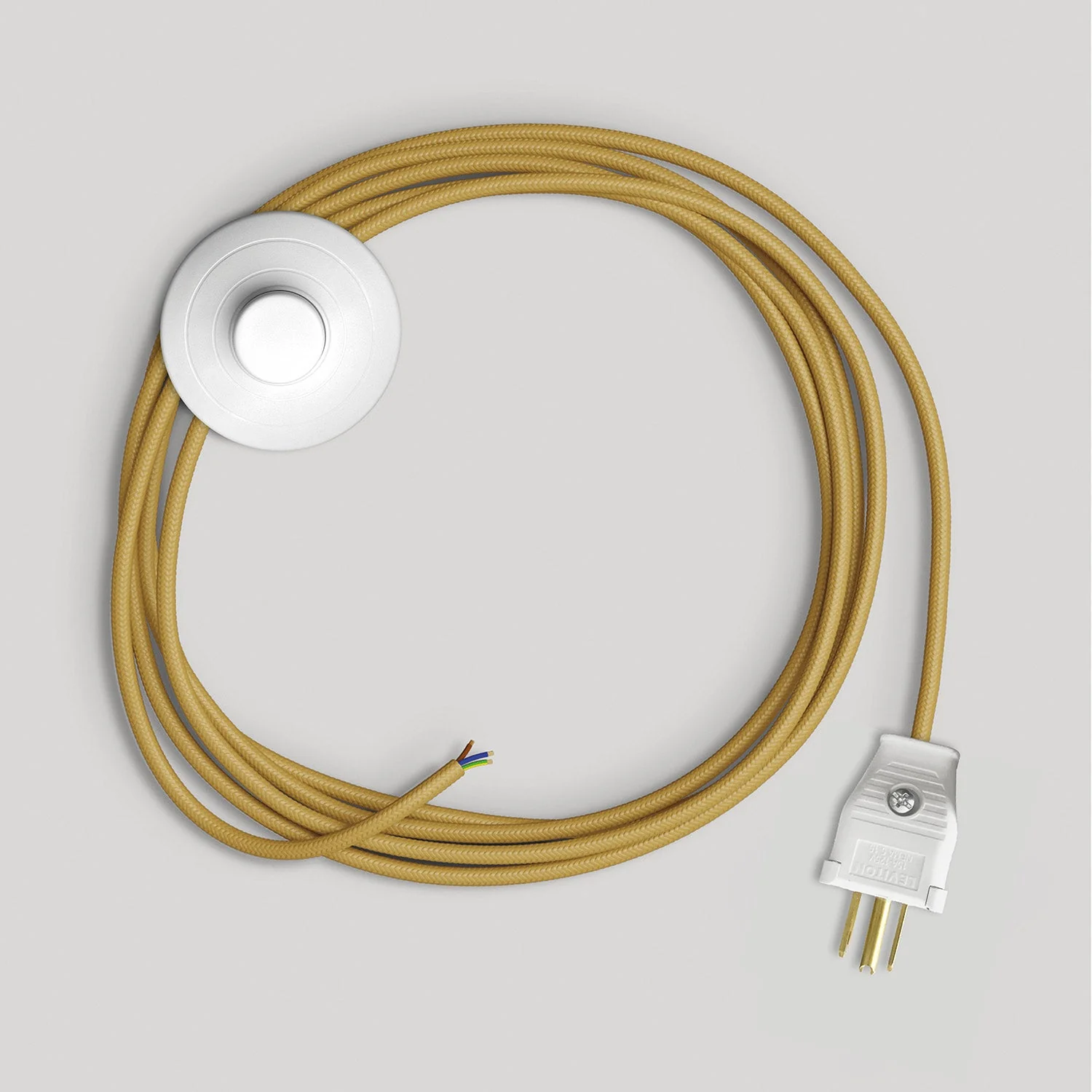 Cord set for lamp with bright mustard cable, 10 ft