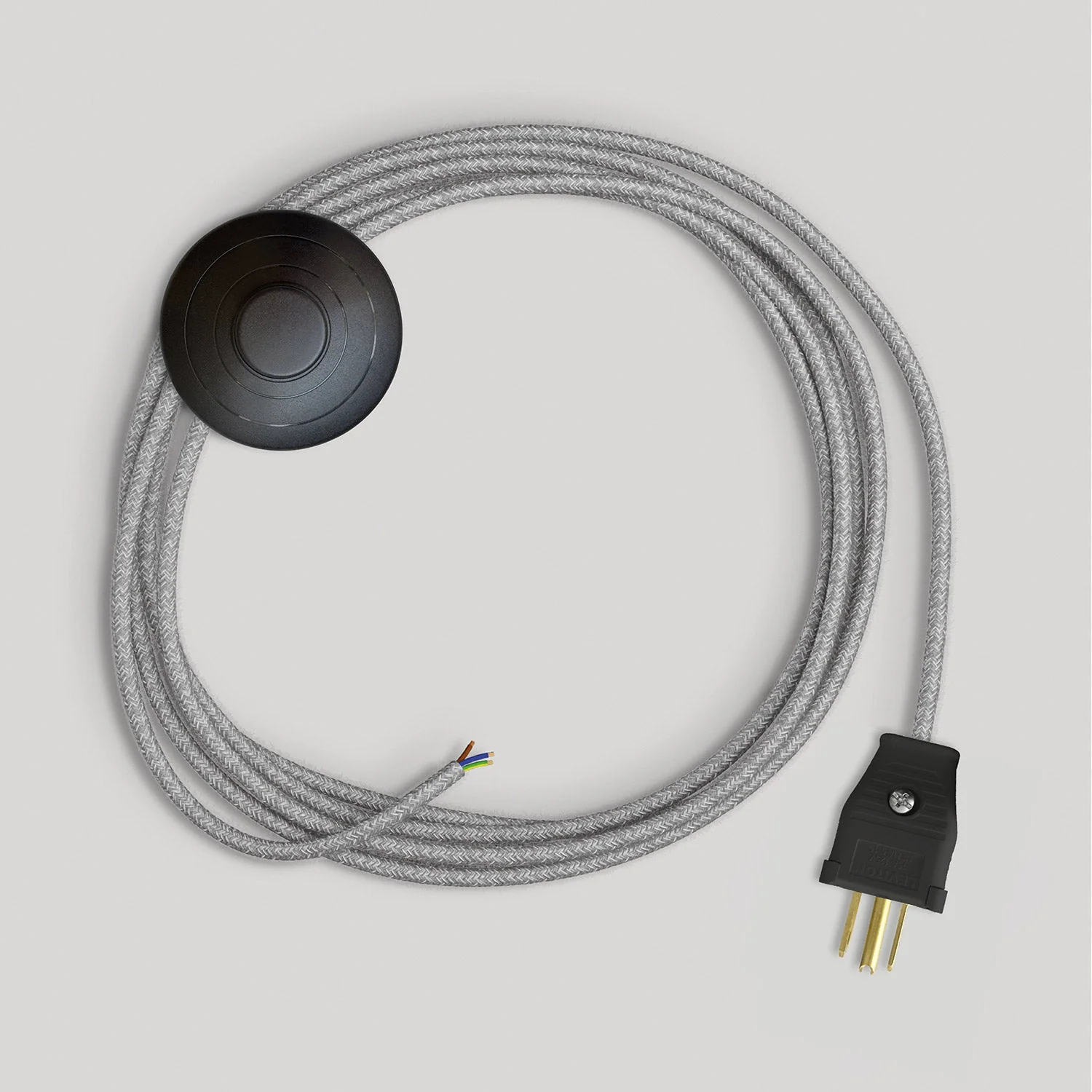 Cord set for lamp with grey linen cable, 10 ft - Image 4