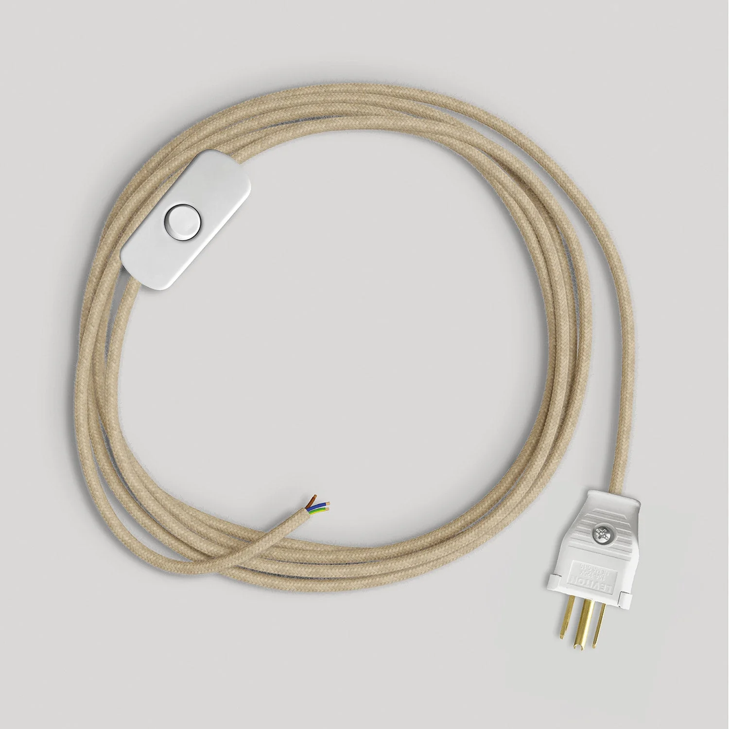 Cord set for lamp with neutral jute cable, 6 ft