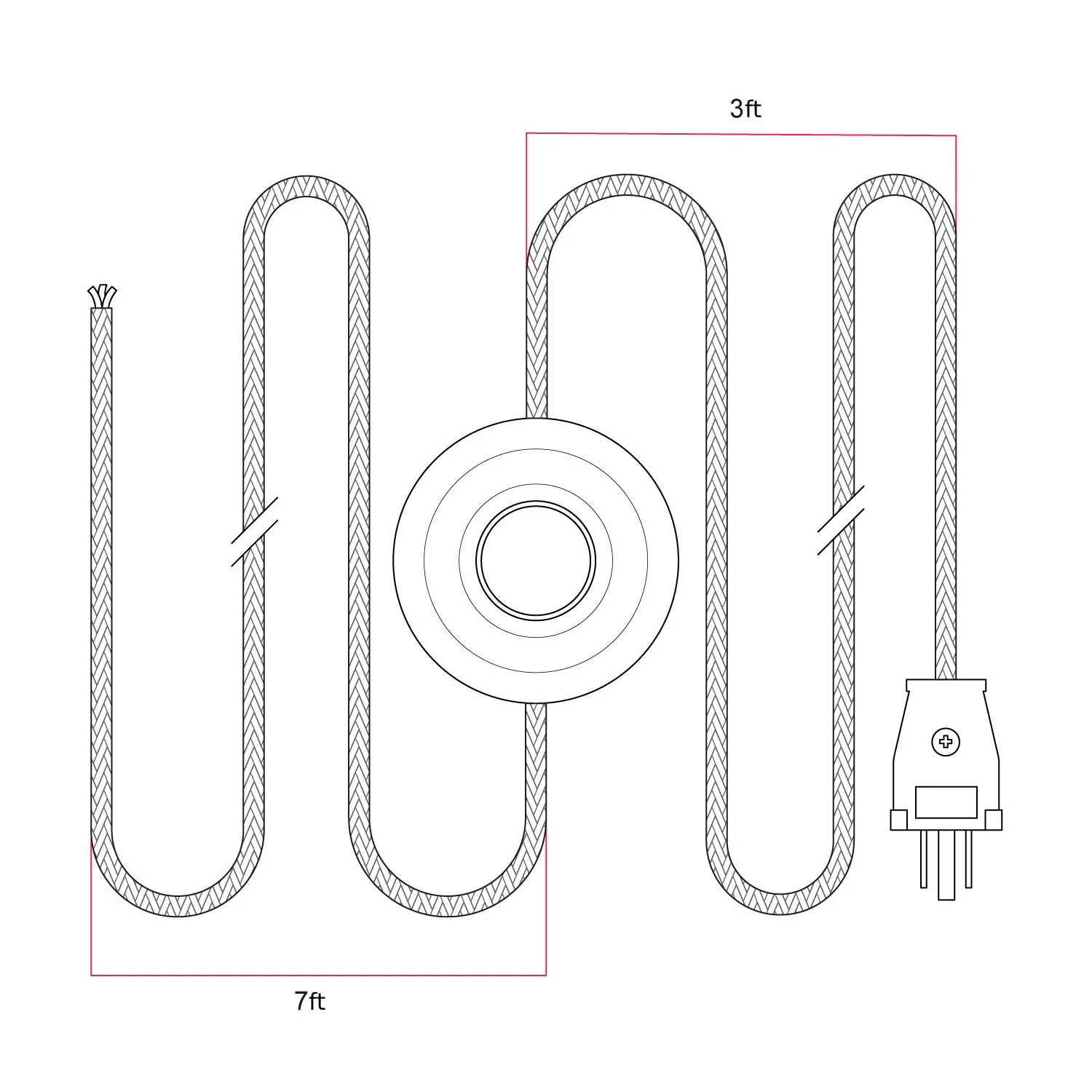 Cord set for lamp with white cotton cable, 10 ft - Image 3