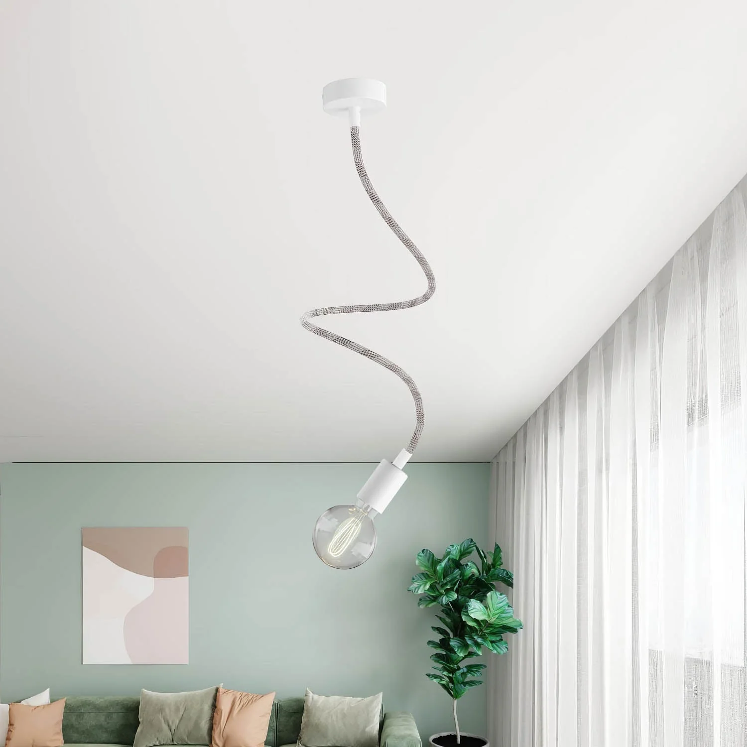 Creative Flex extension flexible tube covered in RM72 Light Mèlange fabric with metal ends - Image 10