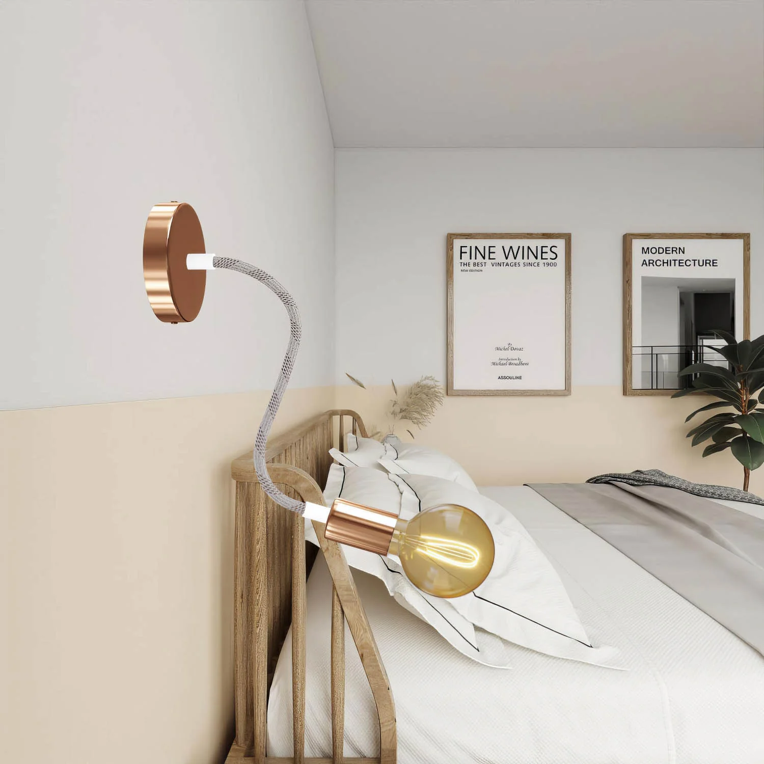 Creative Flex extension flexible tube covered in RM72 Light Mèlange fabric with metal ends - Image 3