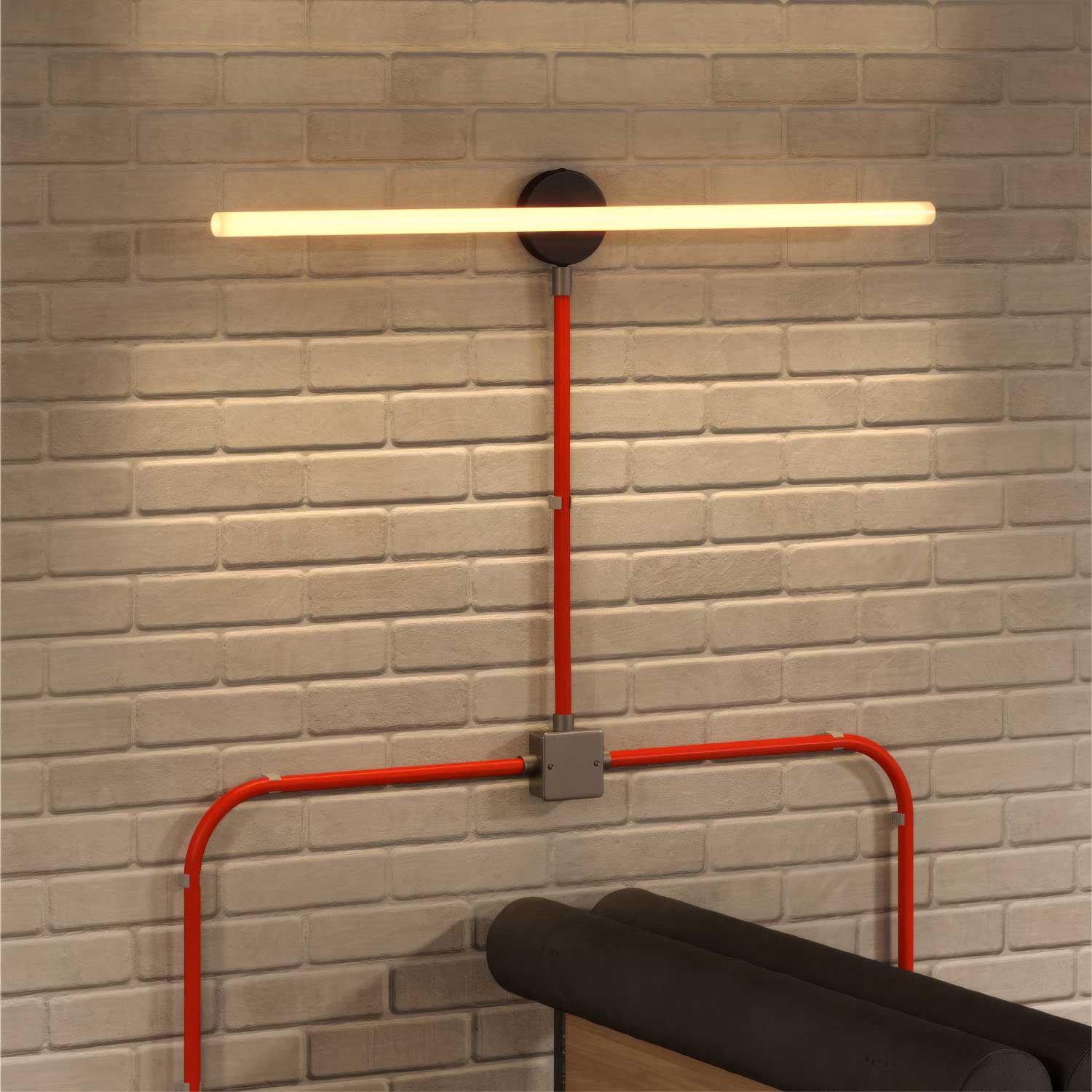 Creative-Tube, 20 mm diameter, covered in RF15 Fluorescent Orange Silk Effect fabric, moldable raceway - Image 3