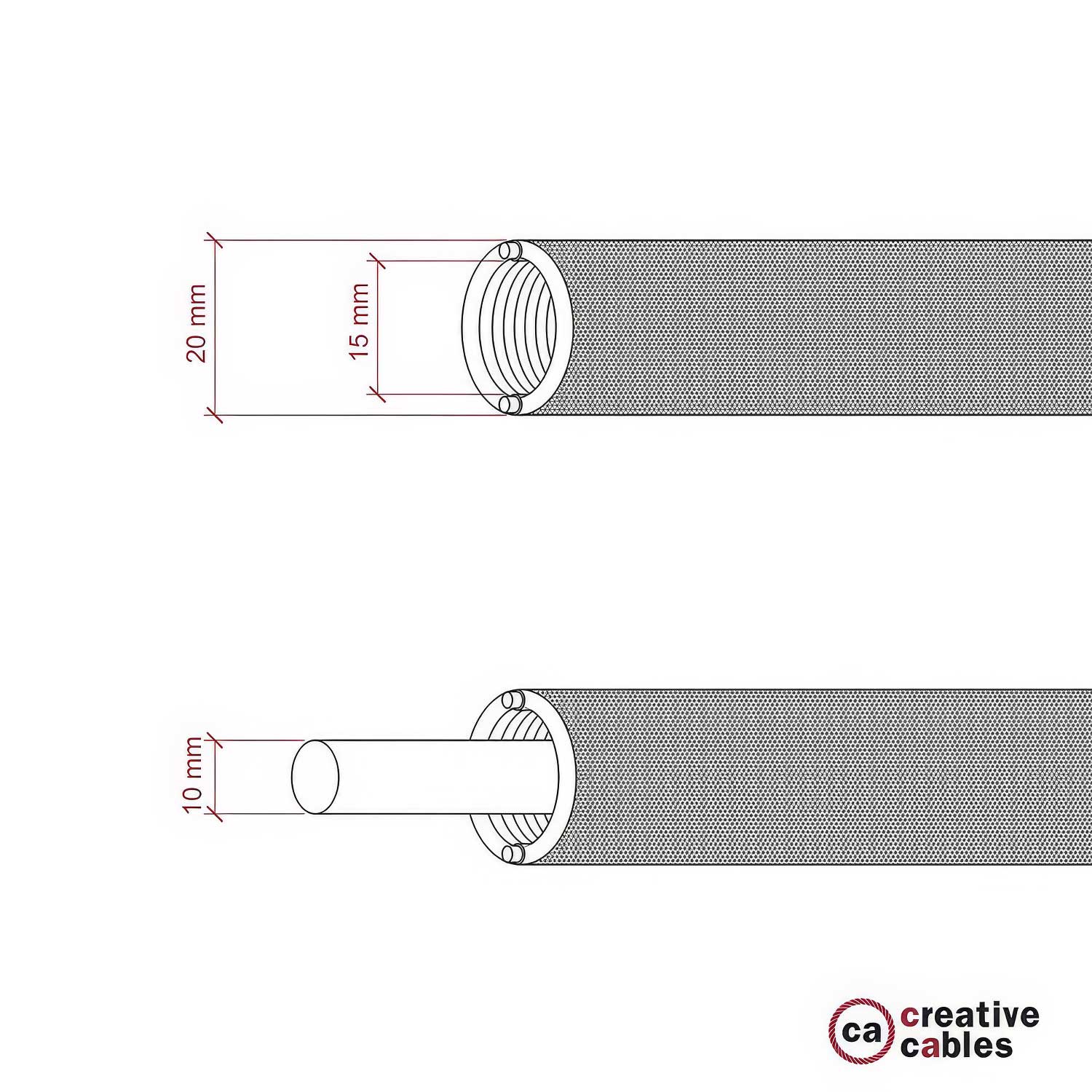 Creative-Tube flexible conduit, Rayon Black RM04 fabric covering, diameter 20 mm - Image 5