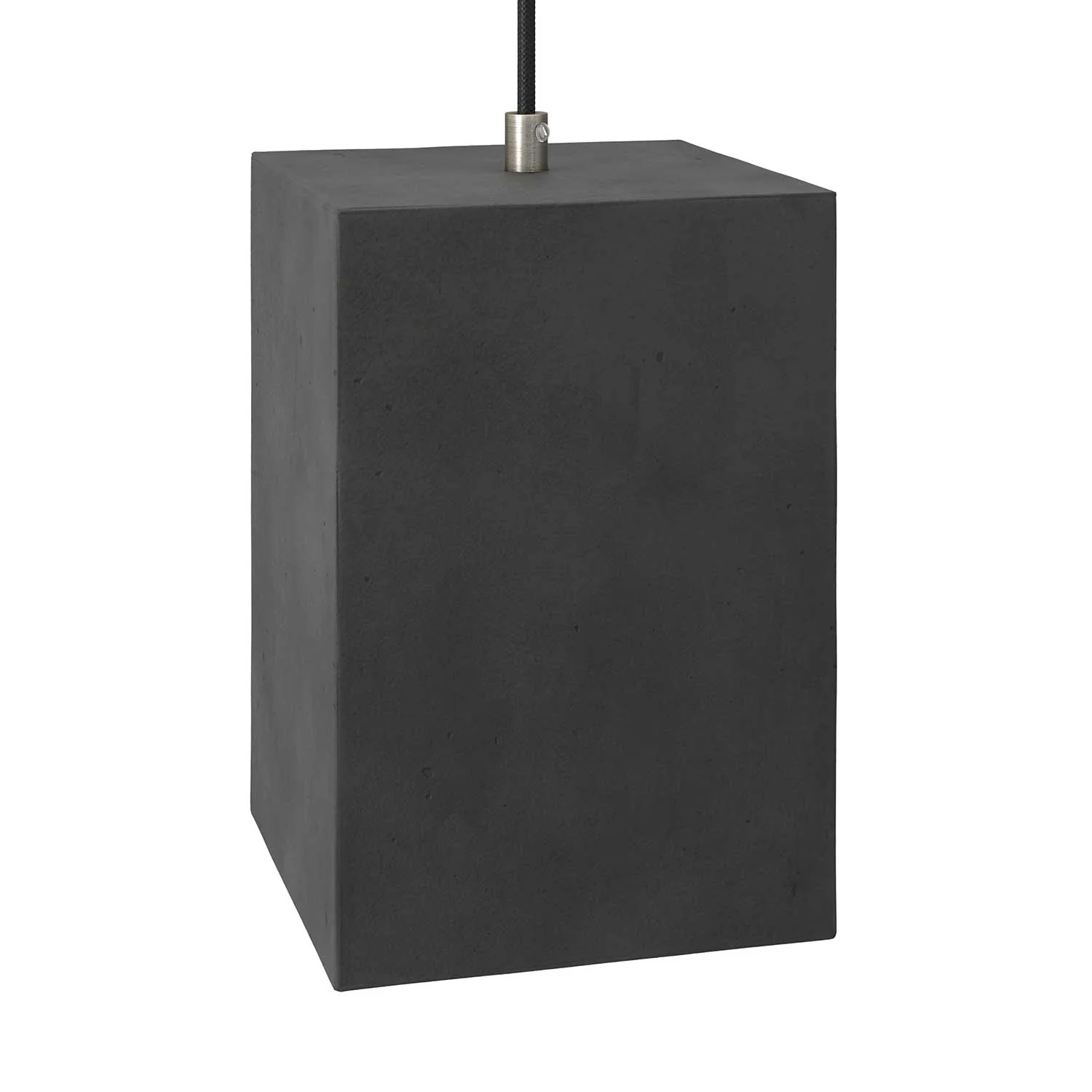 Cube cement pendant lampshade with cable clamp and E26 socket - Dark Cement